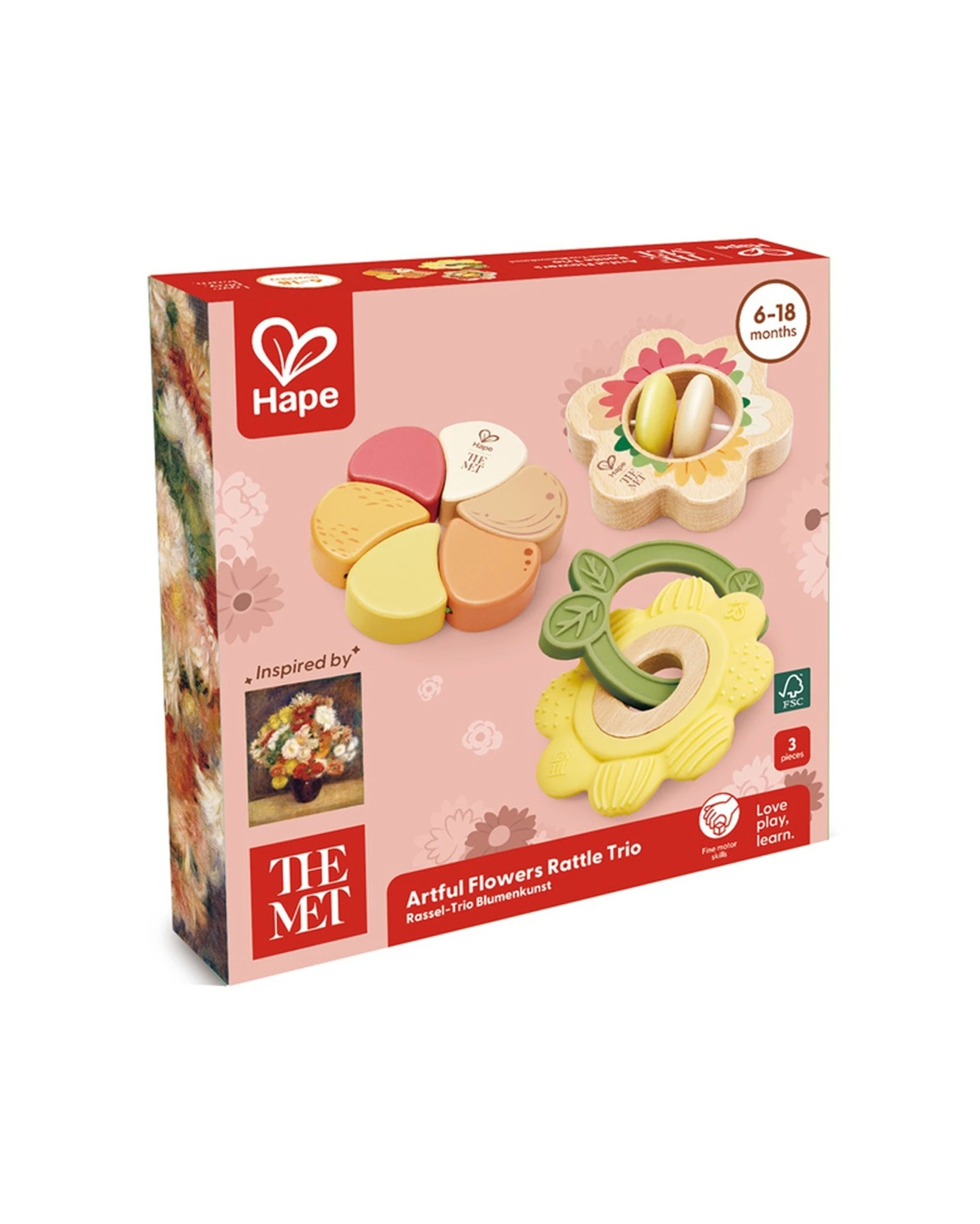 2 Hape Artful Flowers Rattle Trio Sensory Play Art Inspired Baby Toy Set for Developmental Play - Multi, 2 of 4