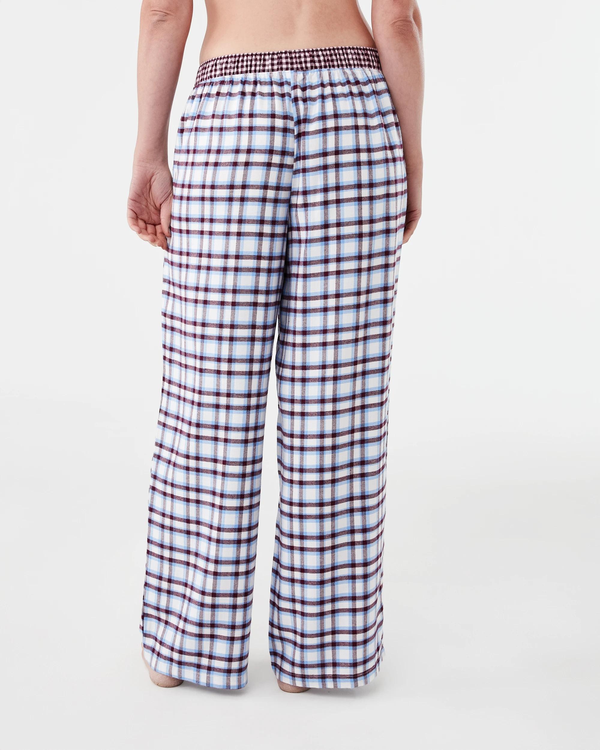 3 Boyfriend Contrast Waistband Flannel Pants Rb Blu Chk, 3 of 5