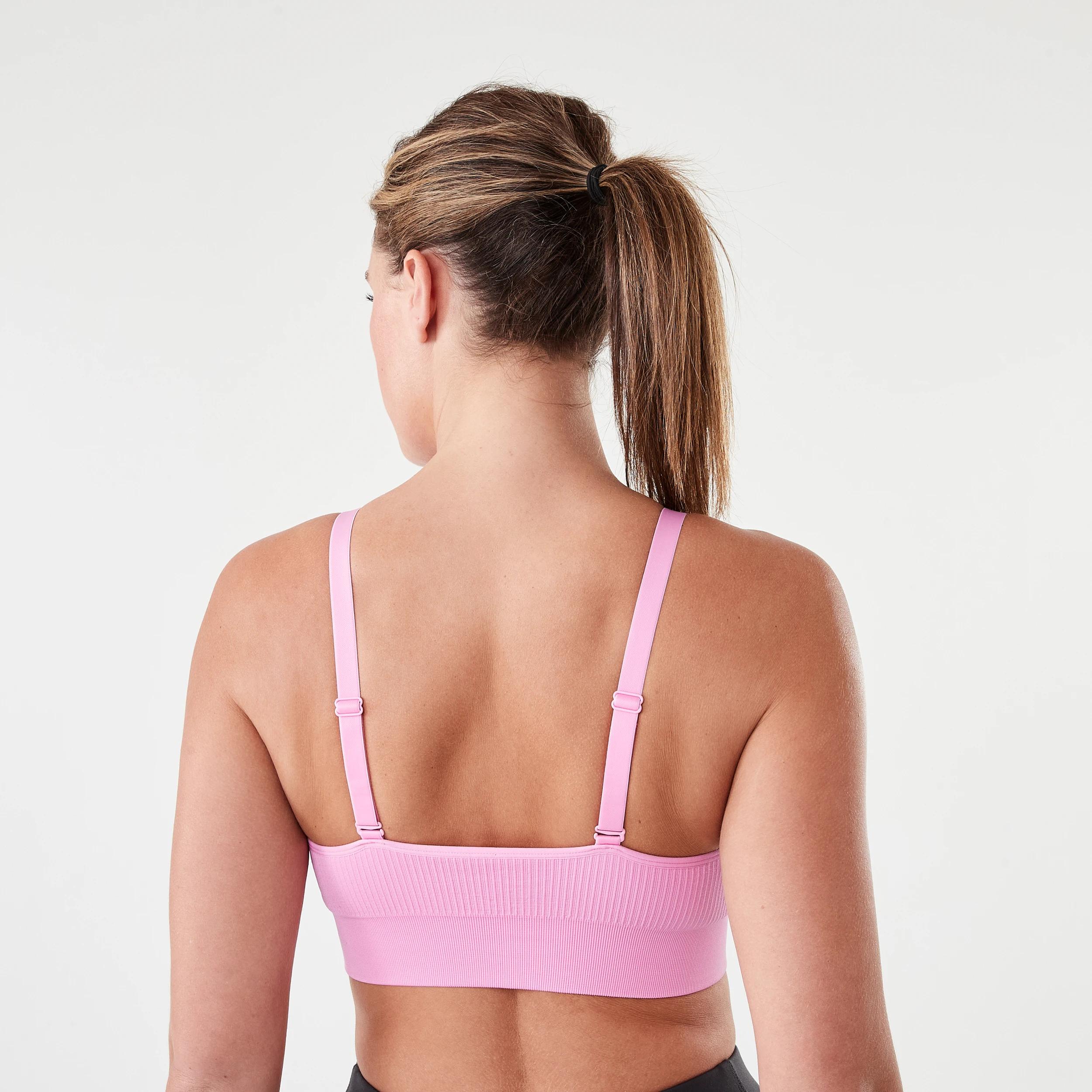 3 Sports Medium Support Seamfree Crop Top Beg Pink, 3 of 6
