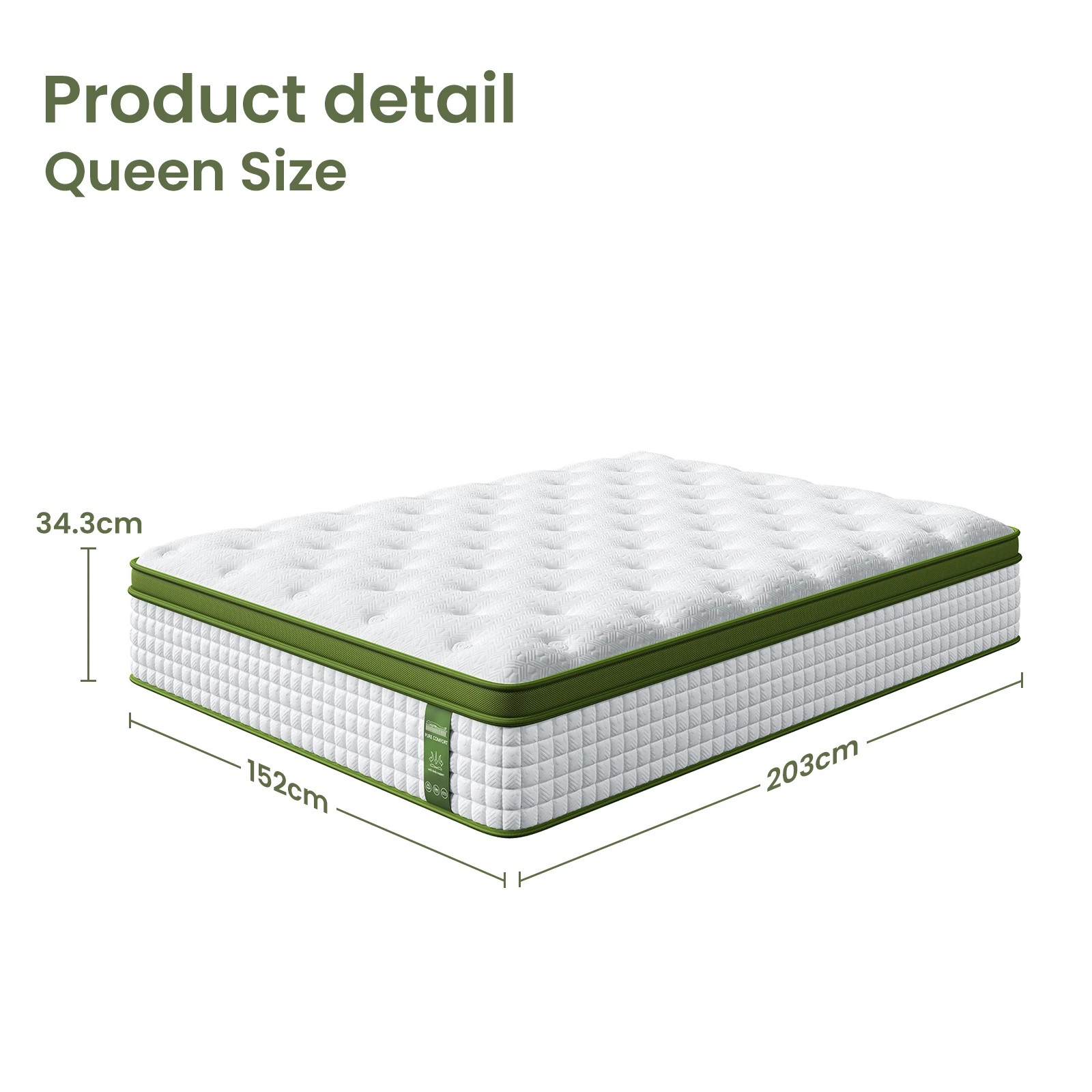 1 Artiss BedStory Queen Bed Frame Mattress Set Platform Upholste Hybrid Pocket Coil - Multi, 1 of 5