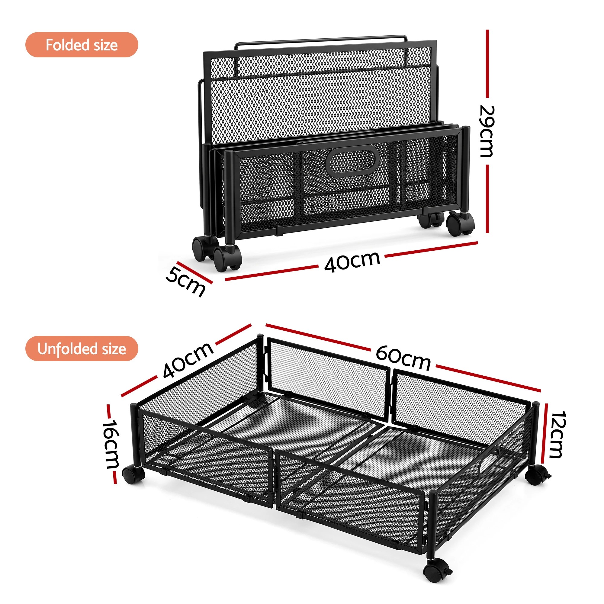 2 Artiss 4X Under Bed Storage Boxes Containers - Black, 2 of 9