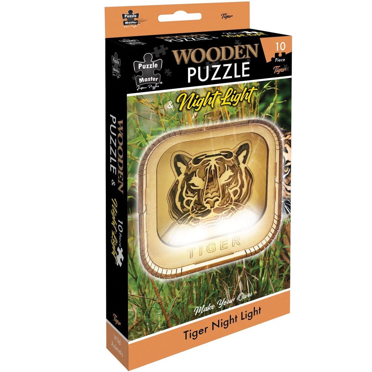 3 Puzzle Master Wooden Night Light Puzzle Tiger, 3 of 3