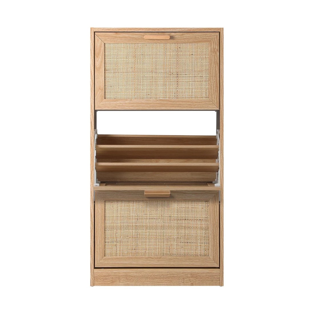 7 Oikiture Shoe Cabinet Storage 3 Doors Shoes Rack Organiser Rattan Shelf 45 Pairs
 - Natural, 7 of 9