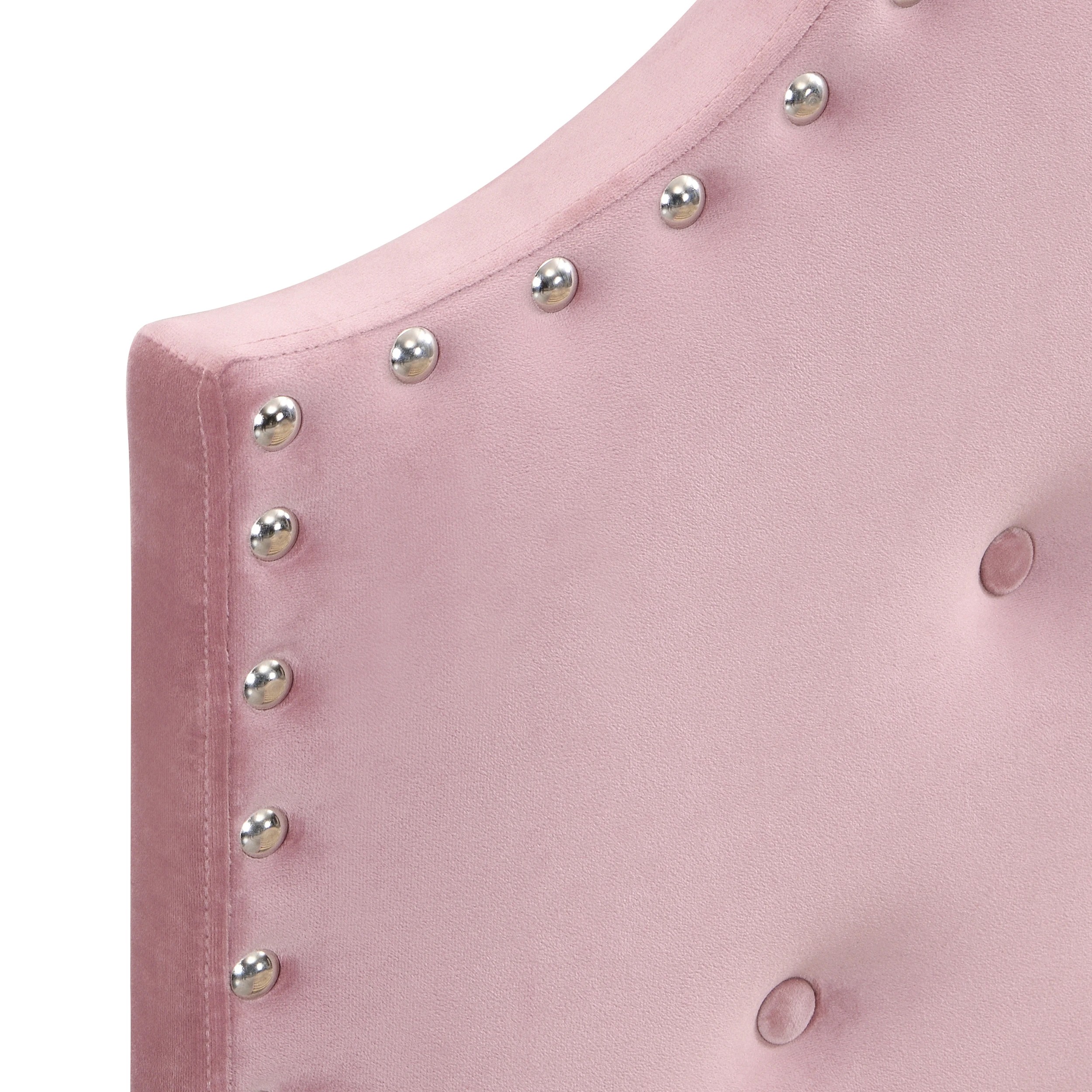 7 IHOMDEC BEF02 Double Velvet Button Tufted Bed Frame - Pink - Pink, 7 of 10