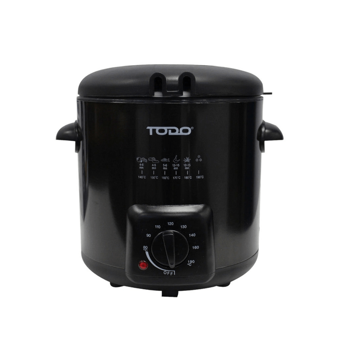 2 TODO 0.9L Deep Fryer Adjustable Thermostat Dial - Black Stainless Steel Housing Basket, 2 of 4
