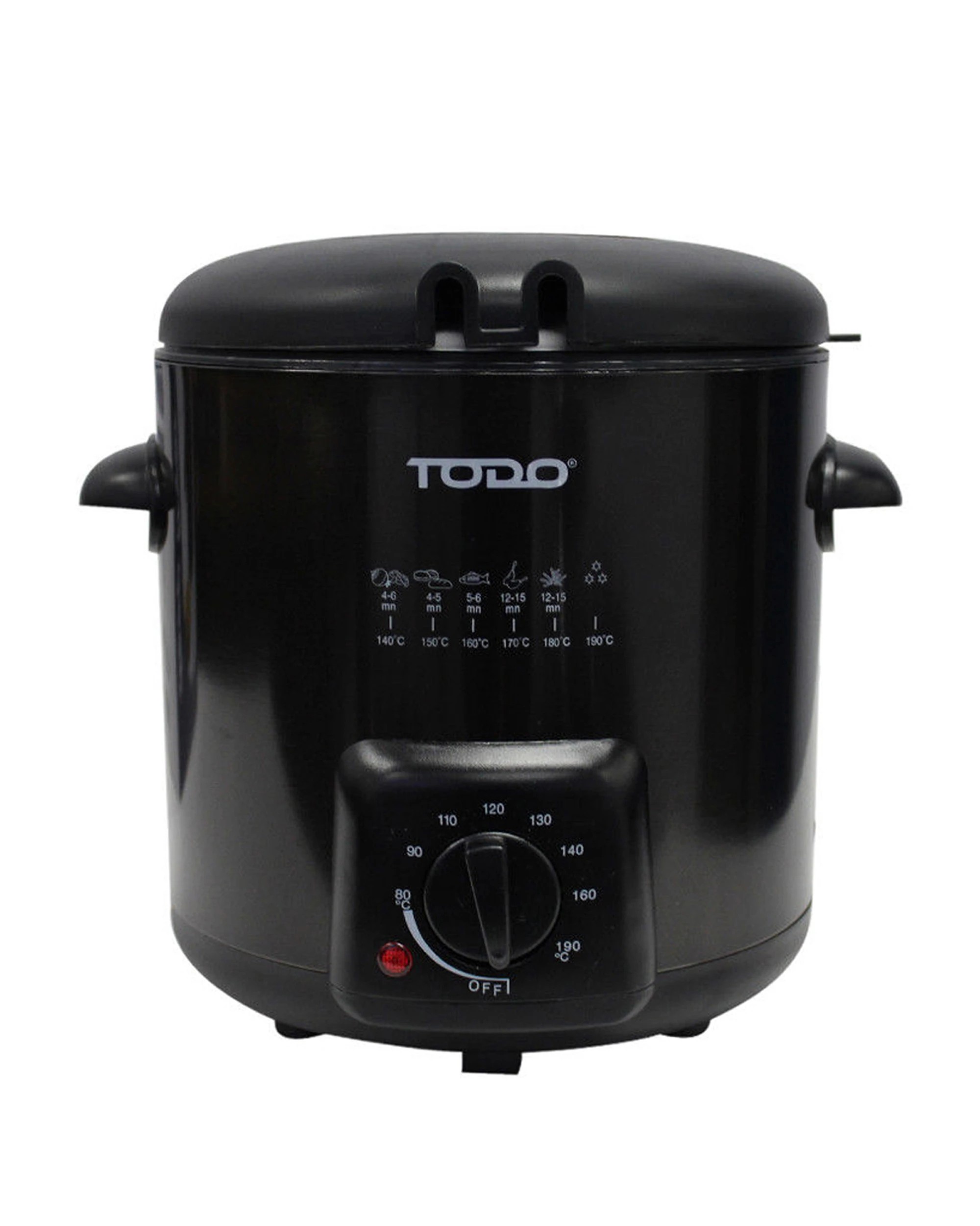 2 TODO 0.9L Deep Fryer Adjustable Thermostat Dial - Black Stainless Steel Housing Basket, 2 of 4