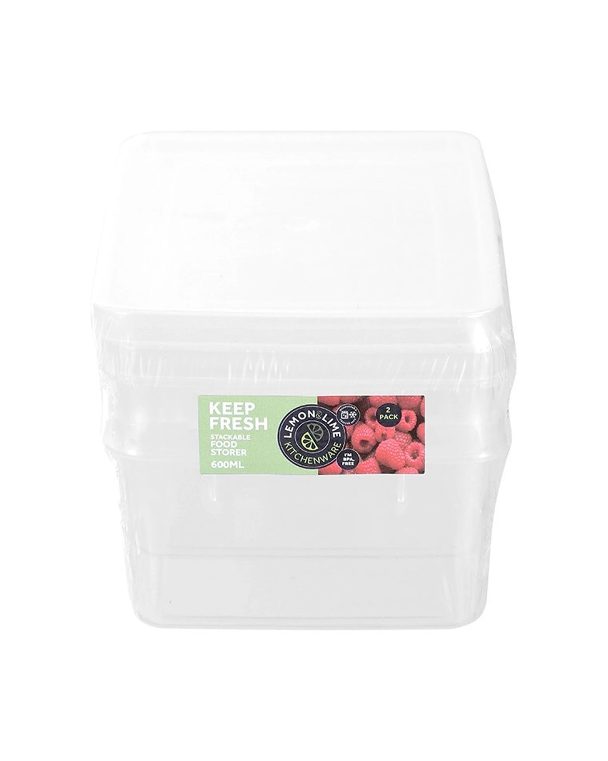 5 2pk Lemon & Lime Keep Fresh 600ml/13.5cm Food Container Takeaway Storage Clear
 - Clear, 5 of 7