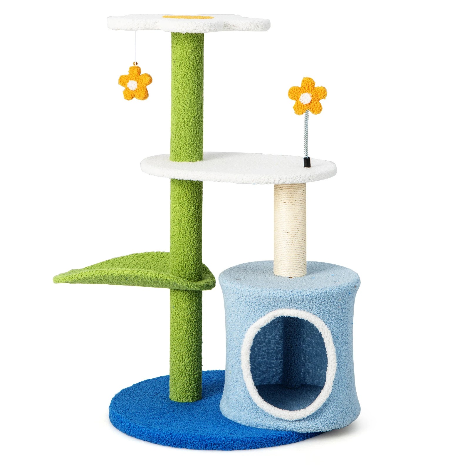 1 Costway 4-Tier Modern Cat Tree Tower w/Sisal Scratching Post Cat Entertainment Furniture, 1 of 5