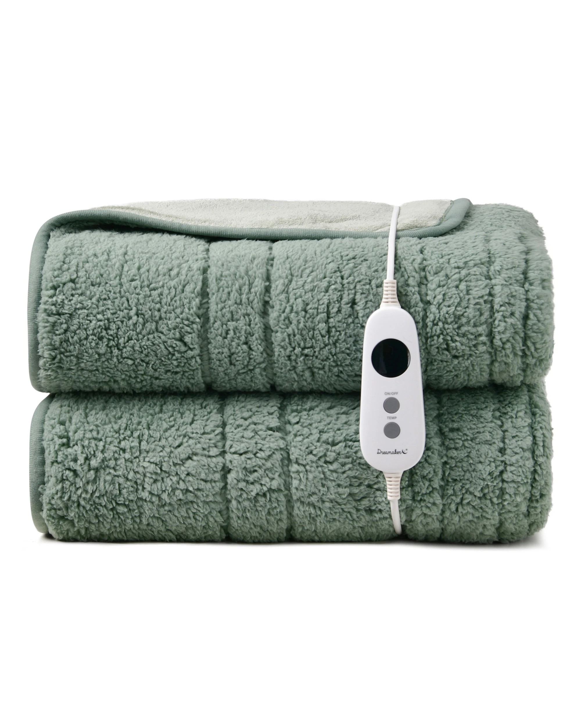 2 Dreamaker Eve Reversible Sherpa & Coral Fleece Heated Throw 180x200cm - Olive and Sage, 2 of 8