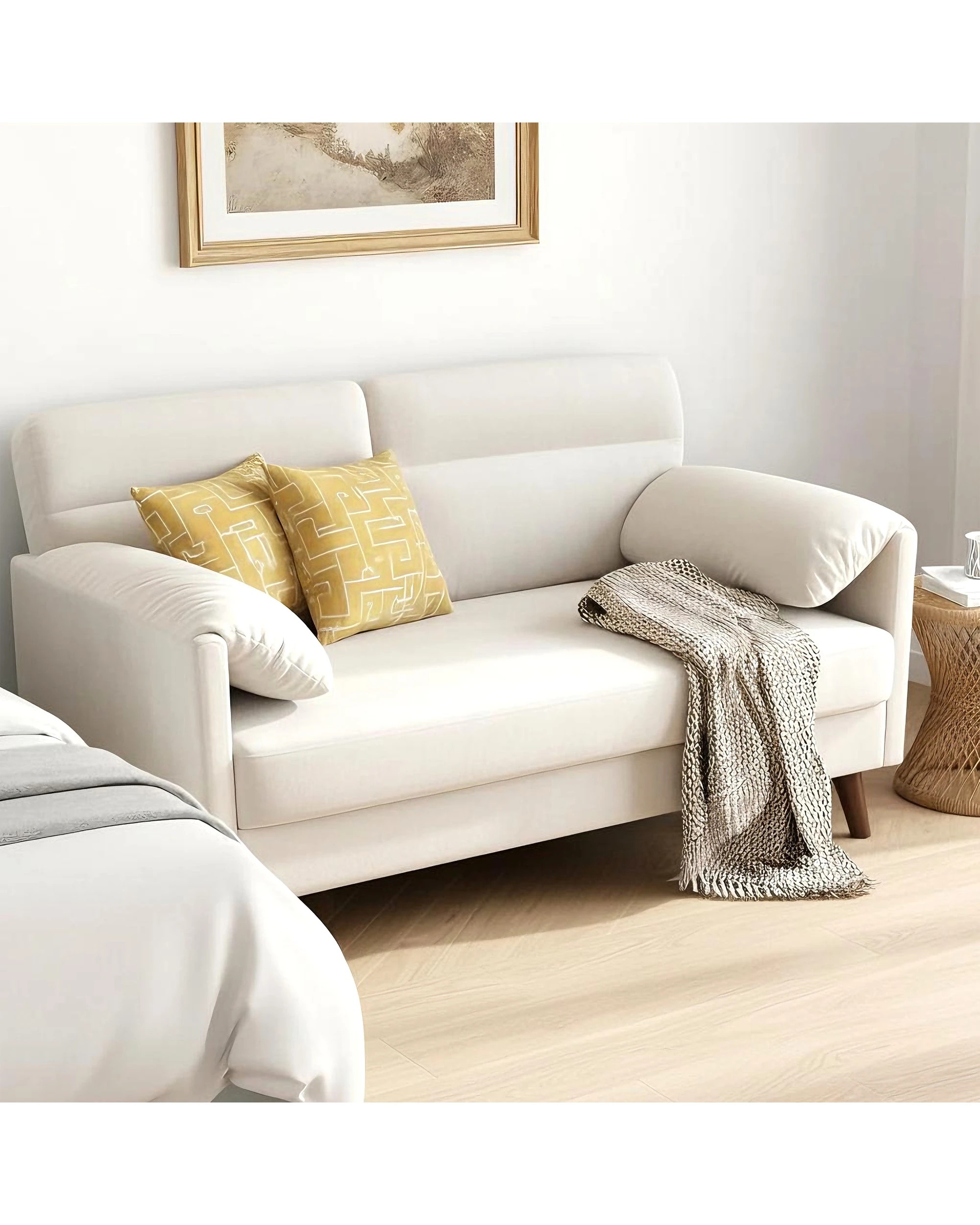 4 Advwin 2-Seater Sofa 120cm Love Seat Velvet Fabric Small Loveseat Sofa Couch for Compact Small Space, 4 of 9