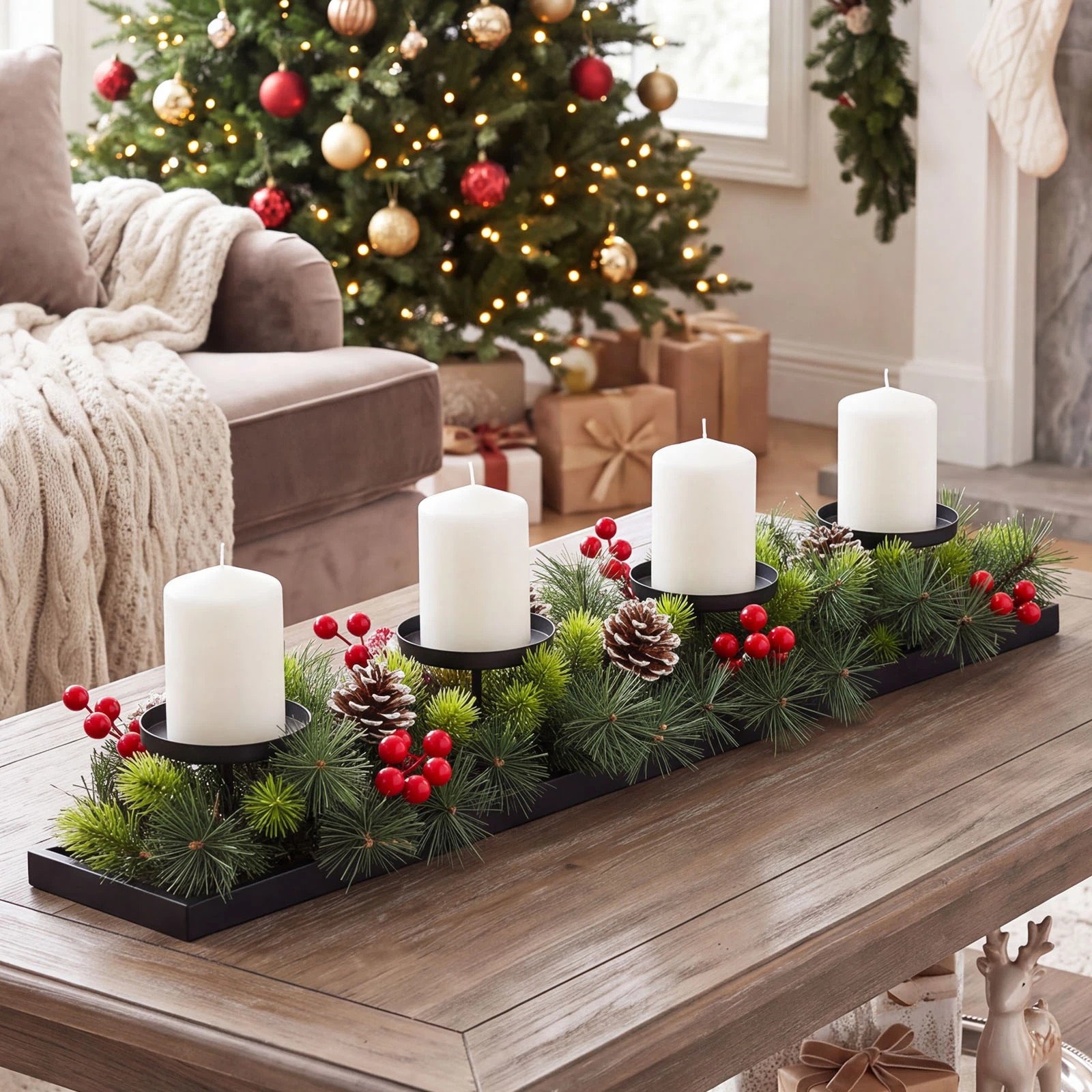 4 Costway 70cm Christmas Candle Holder Centerpiece Foldable Xmas Tabletop Decoration Without Candle, 4 of 8