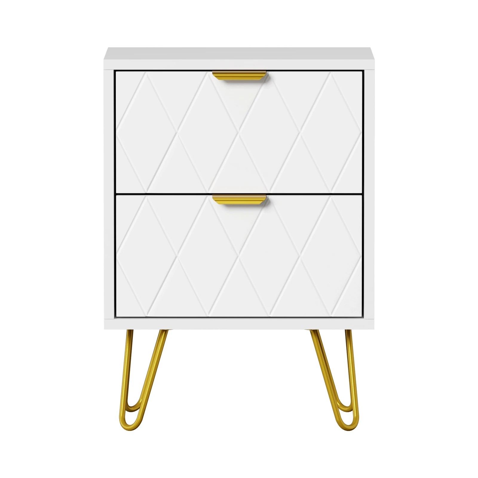 6 Oikiture Bedside Table 2 Drawers Gold Metal Nightstand, 6 of 9