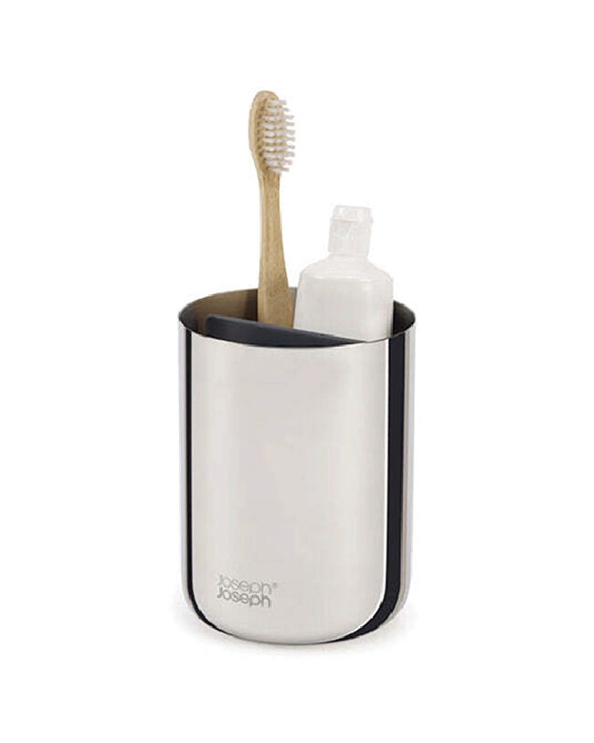 2 Joseph Joseph EasyStore Luxe Toothbrush Caddy Twin Pack 12cm Steel 2PK - Silver, 2 of 5