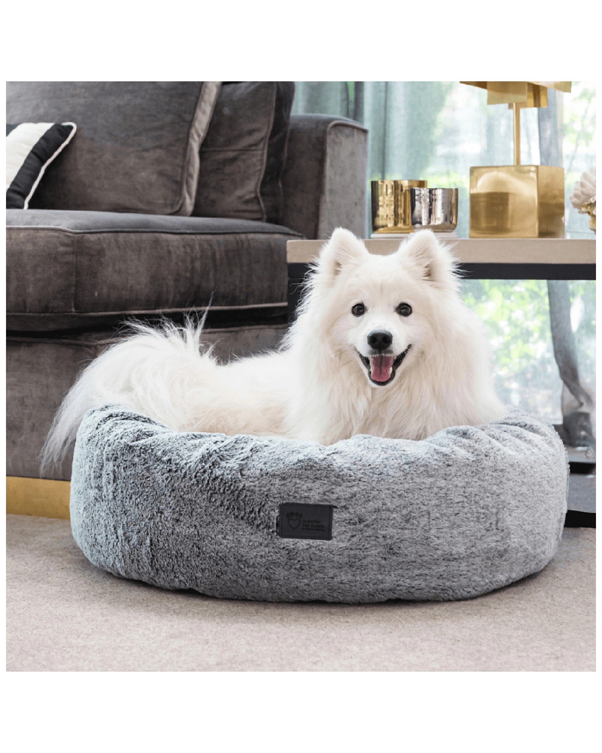 4 SUPERIOR PET GOODS Harley Dog Bed Medium Vegan Pet Bed Reversible Washable - Grey, 4 of 6