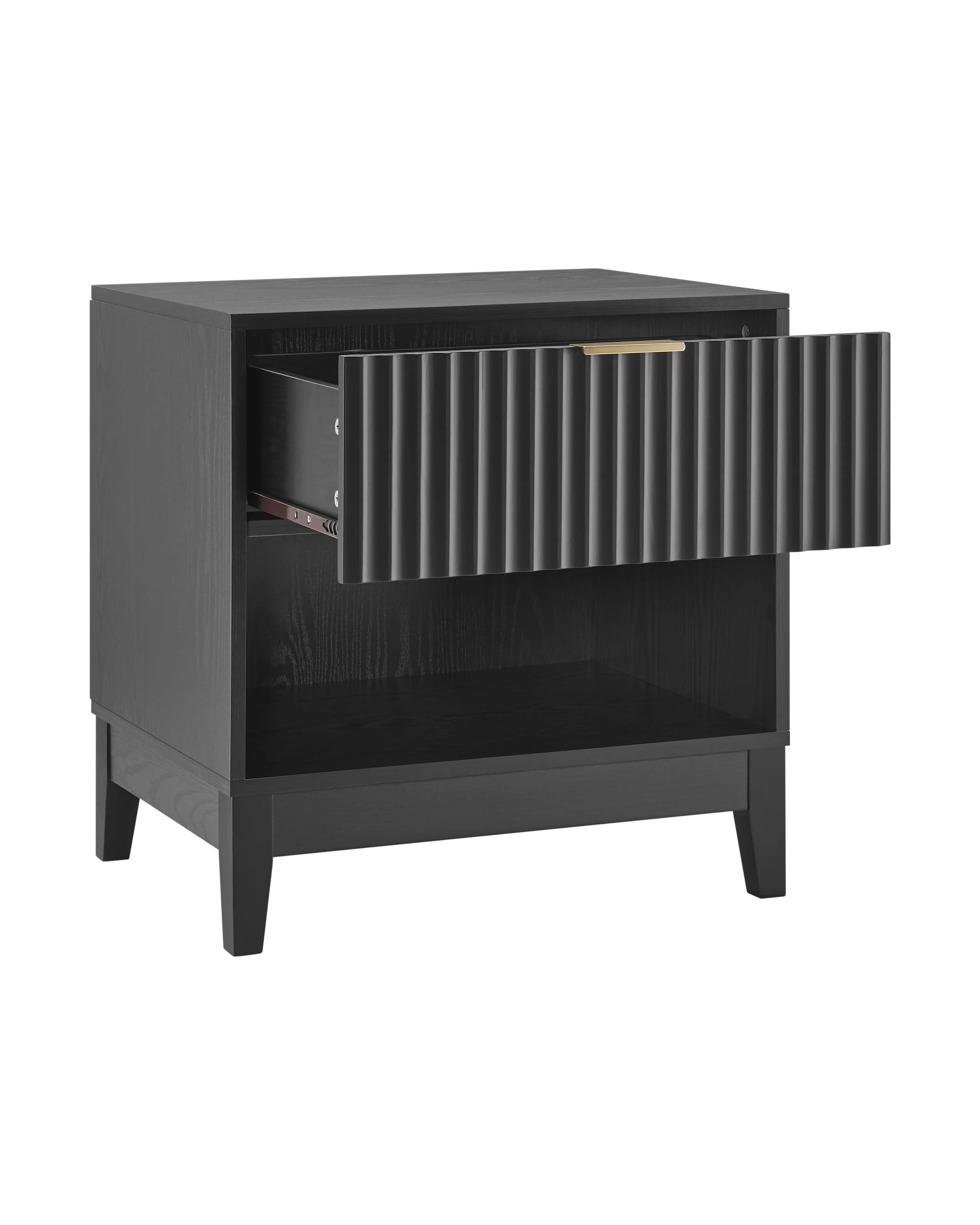 5 Kodu Bedside Unit Nightstand Side Table 1 Drawer Black - Black, 5 of 9
