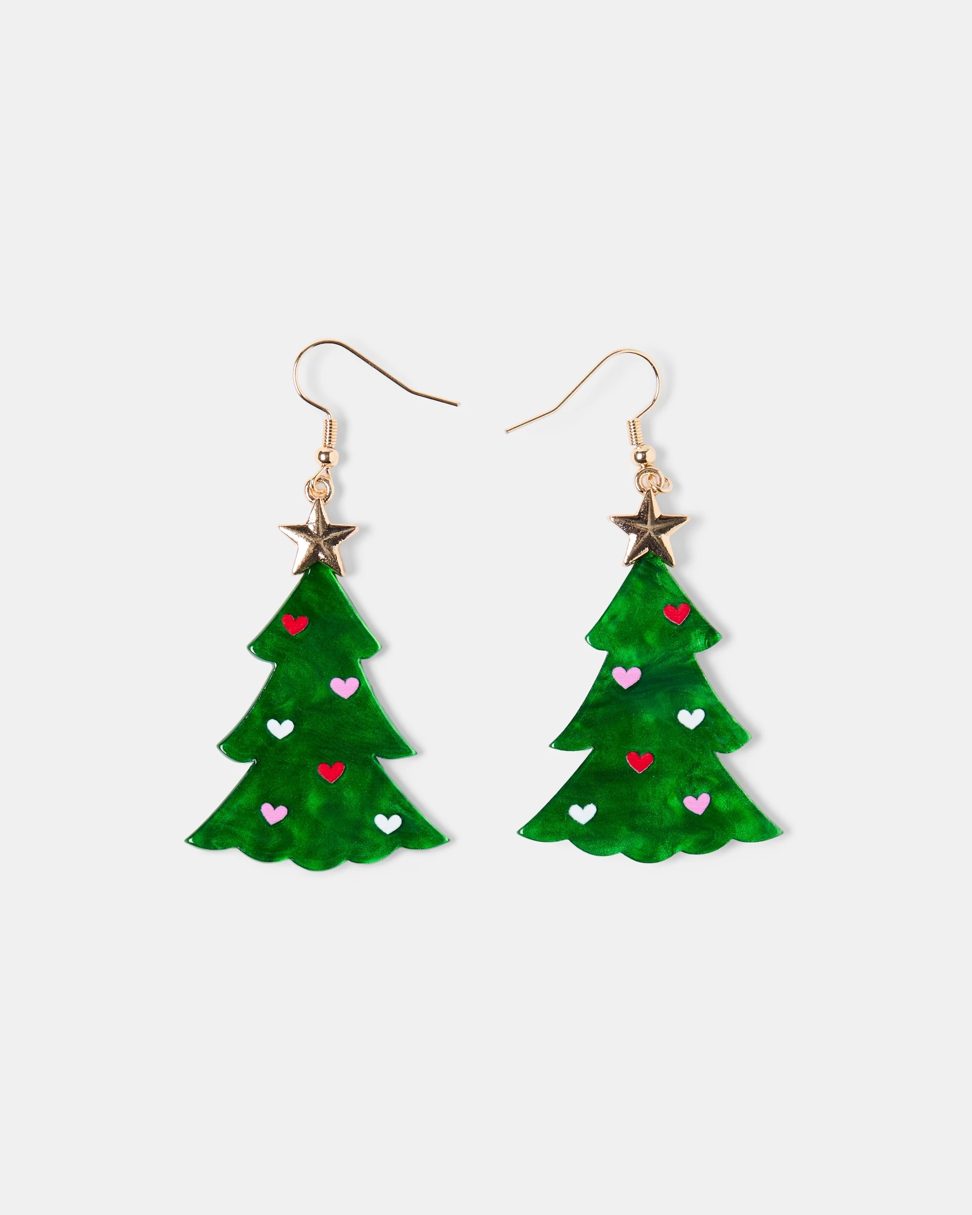 1 Christmas Tree Earrings - Green and Gold Tone, 1 of 4