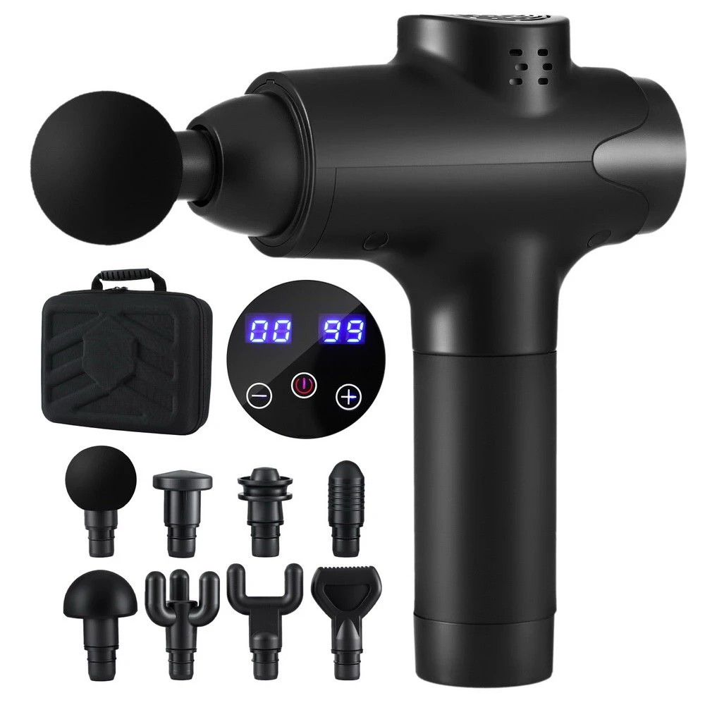 1 Everfit Massage Gun 30 Speed 8 Heads Vibration Muscle Massager Chargeable - Black, 1 of 6