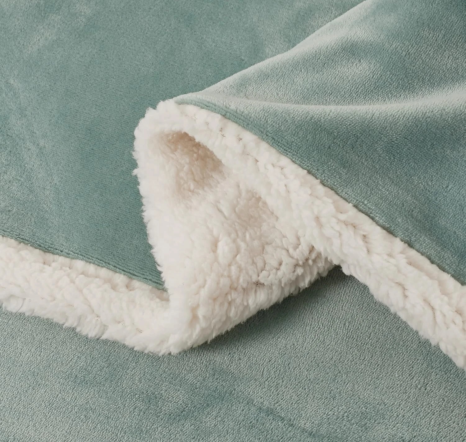 5 Gioia Casa 2-in-1 Teddy Sherpa Quilt Cover Set Warm Reversible - Double Bed - Sage, 5 of 9