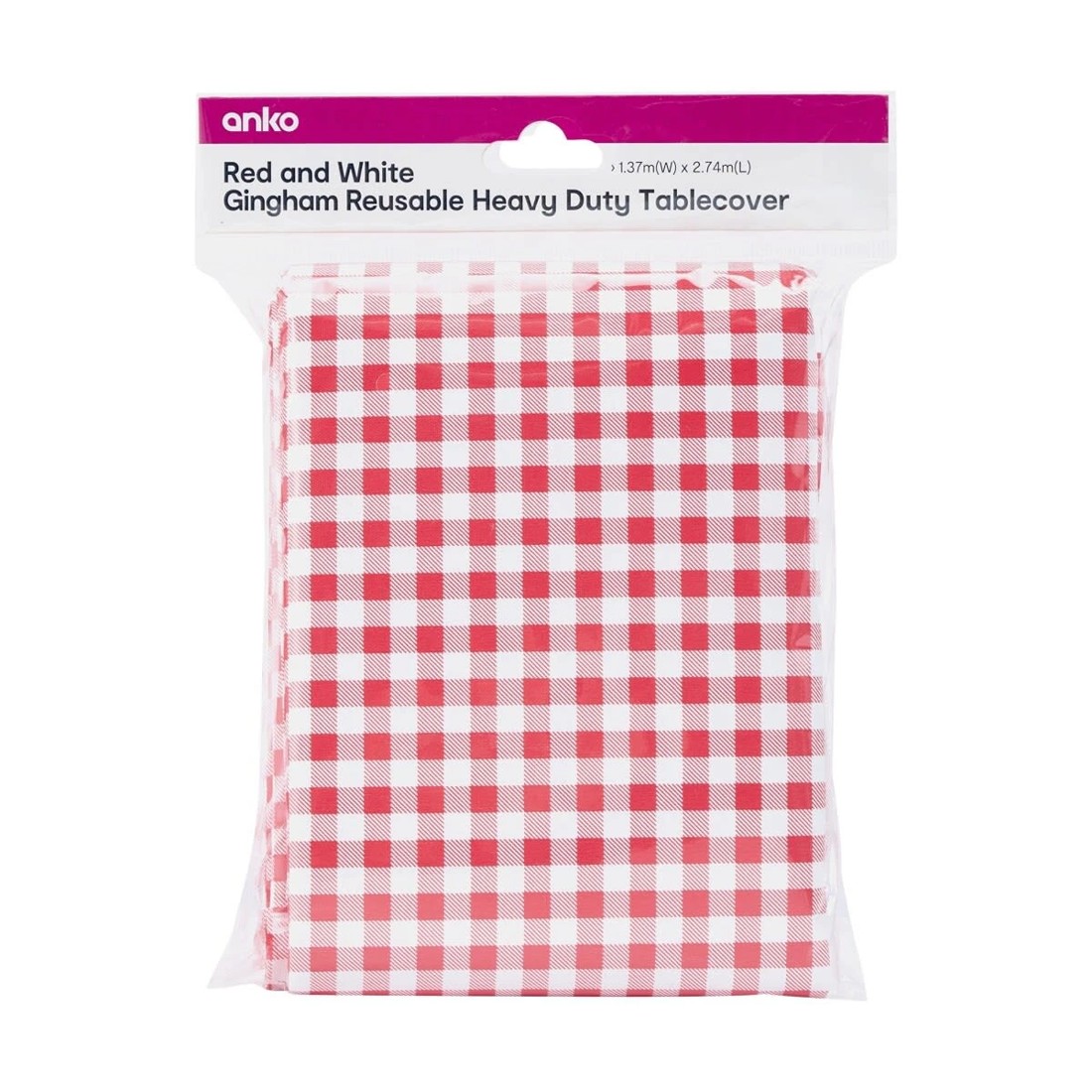 3 Reusable Red Gingham Tablecover, 3 of 3