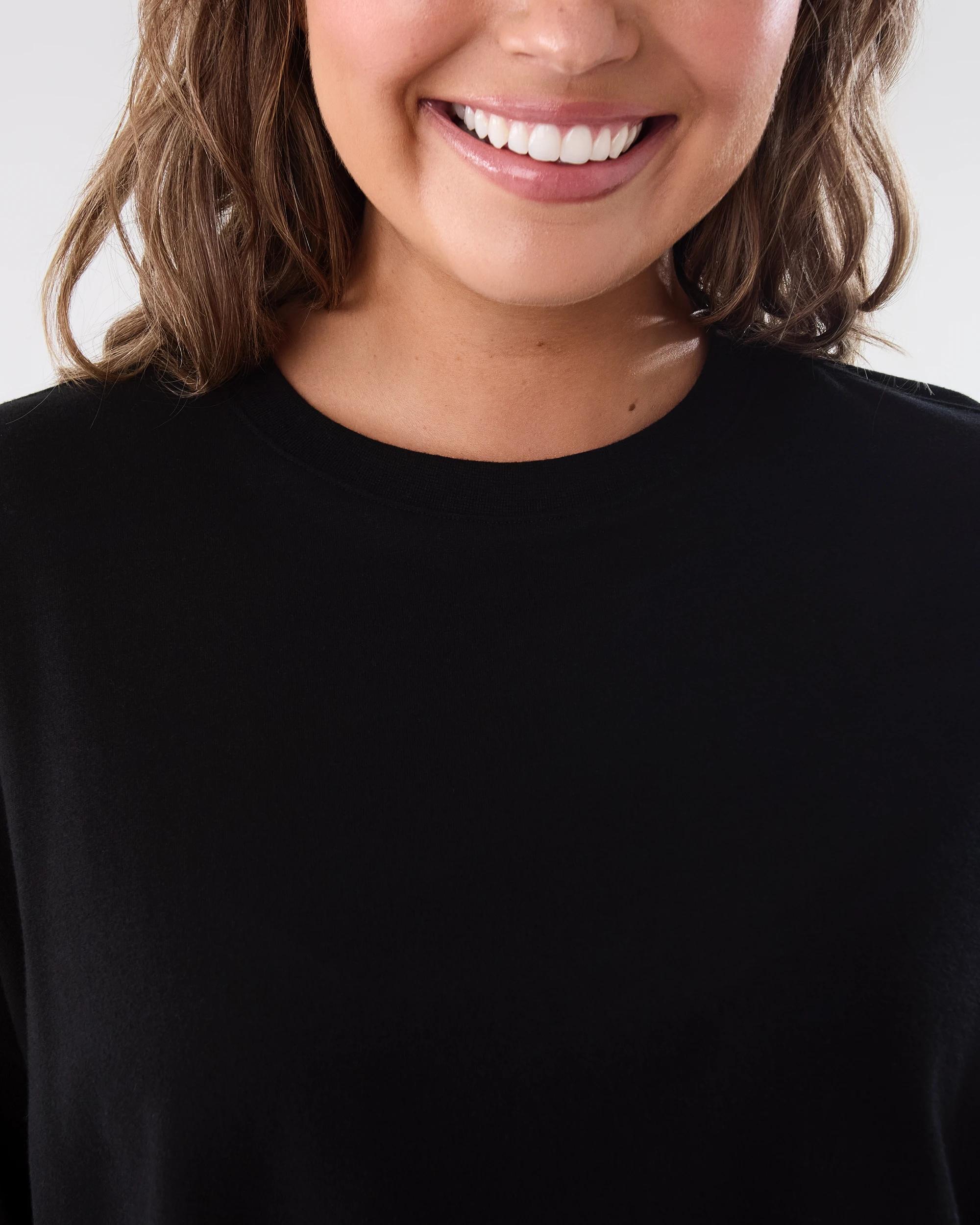 5 Long Sleeve Oversized Boyfriend T-shirt Black, 5 of 6