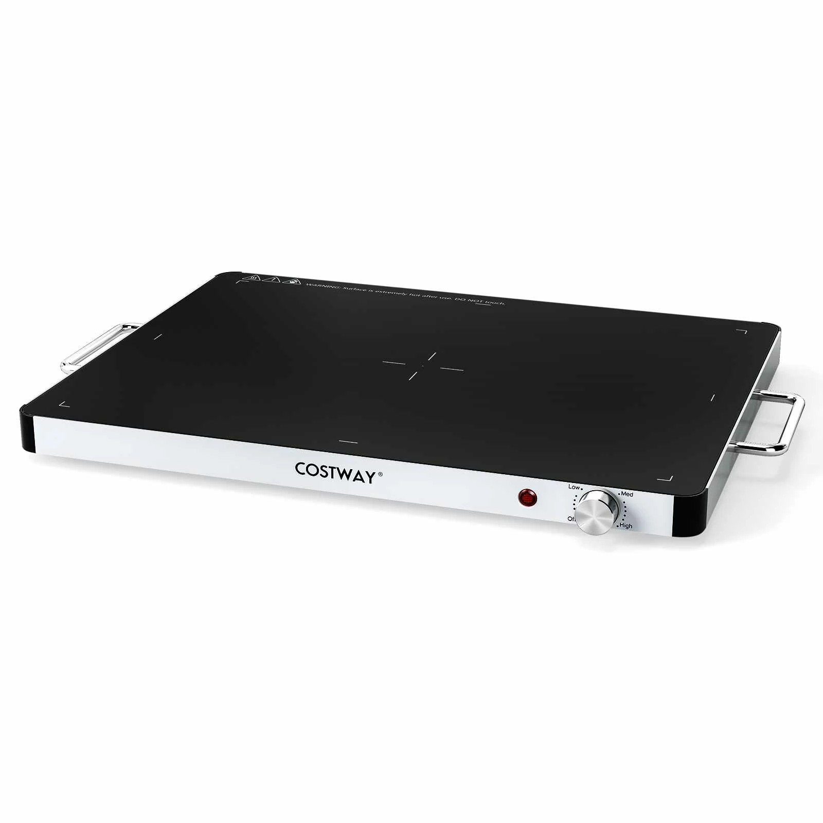 1 Costway 53 x 40cm Electric Warming Tray Tempered Glass Portable Hot Plate - Black, 1 of 1