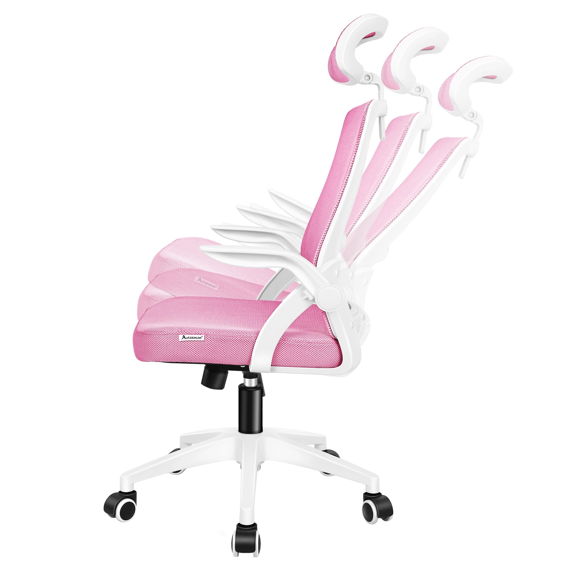 5 Alfordson Mesh Office Chair Executive Fabric Seat Tilt Gaming Computer - Pink, 5 of 10
