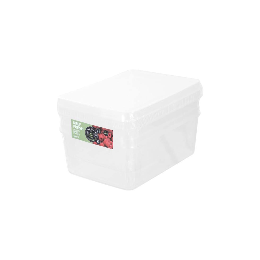 3 2pk Lemon & Lime Keep Fresh 600ml/13.5cm Food Container Takeaway Storage Clear
 - Clear, 3 of 5