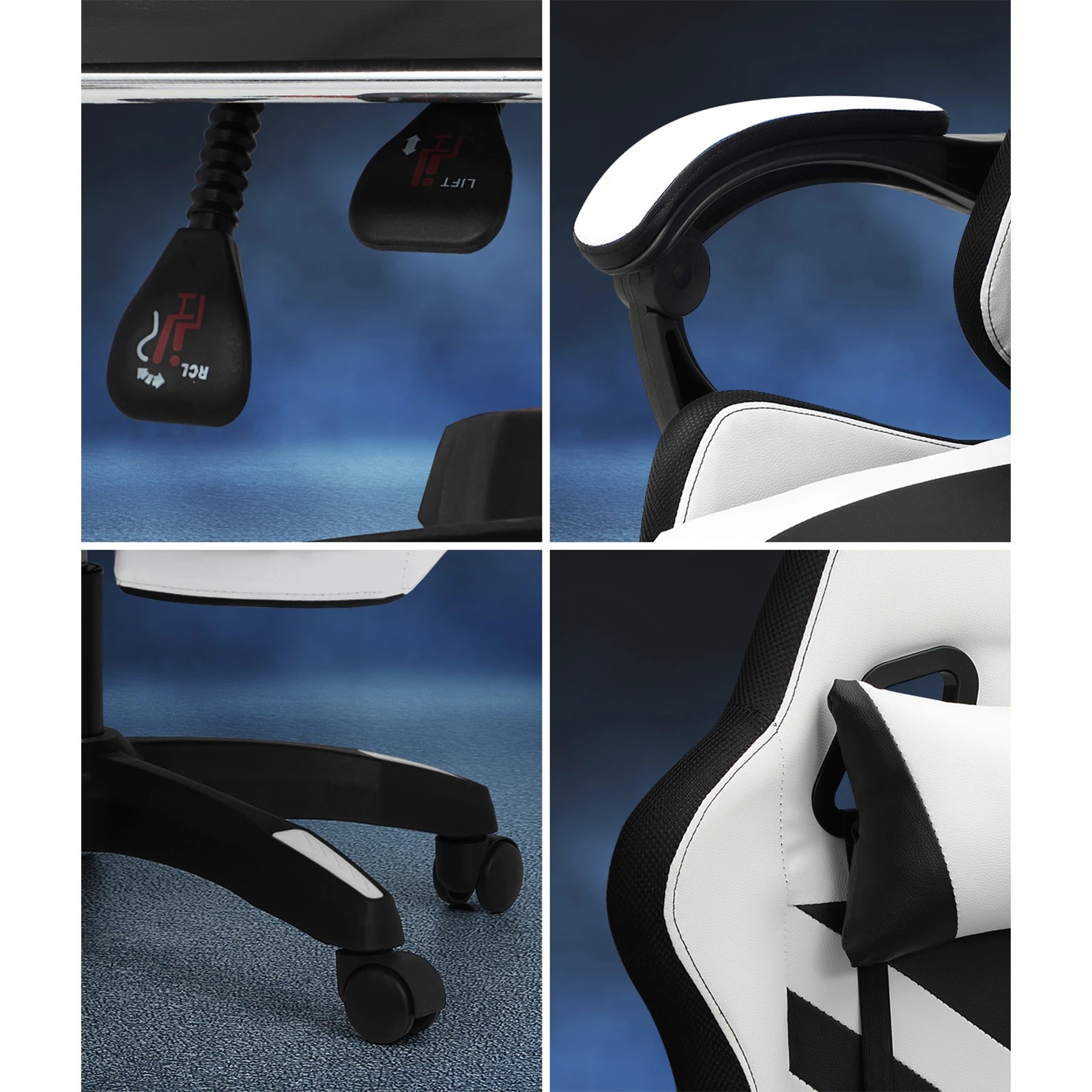 5 Oikiture 8-points Massage Gaming Chair Led
 - Multi, 5 of 8