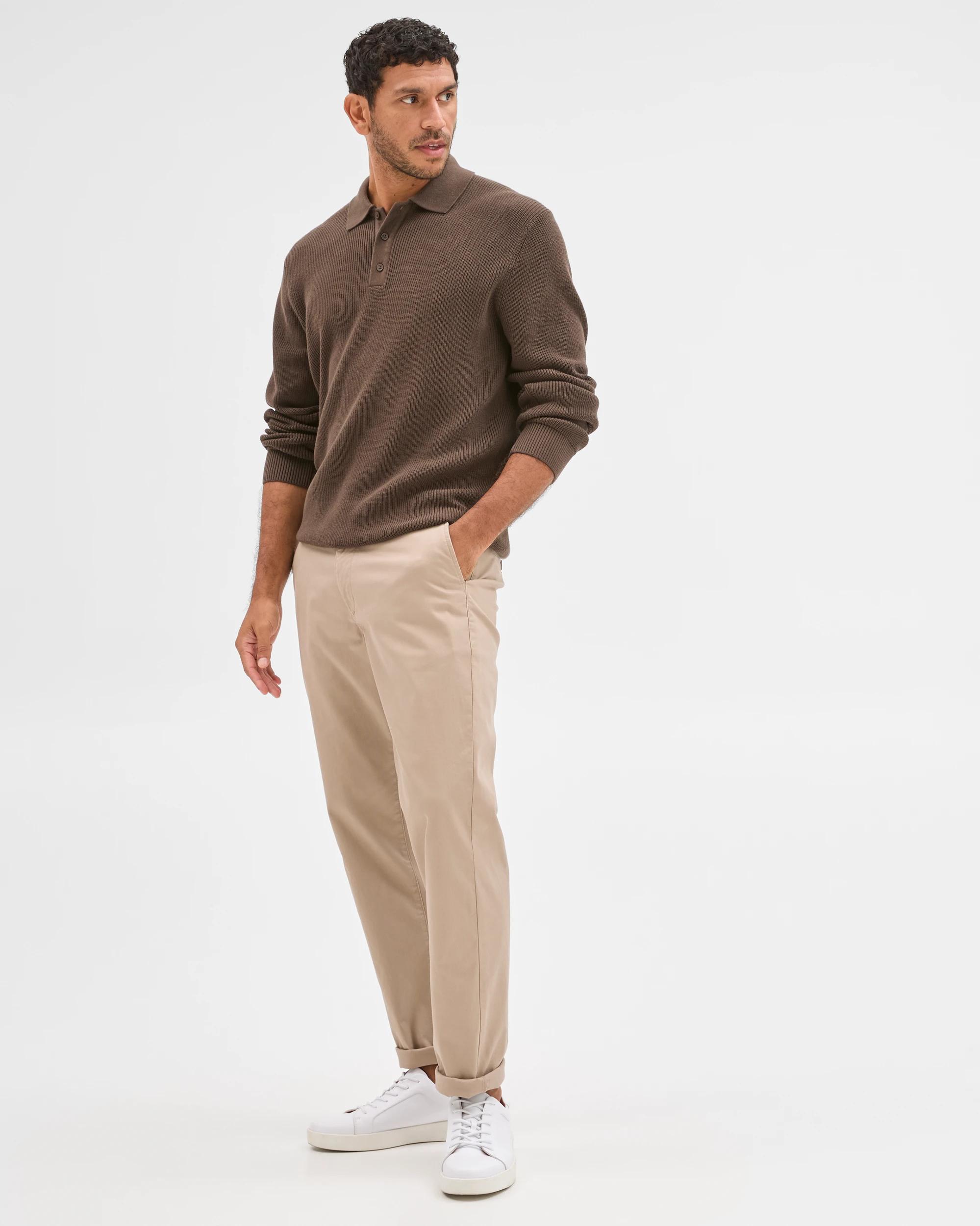 2 Target Man Australian Cotton Lightweight Long Sleeve Polo Neck Knit Jumper CHOCOLATE, 2 of 6