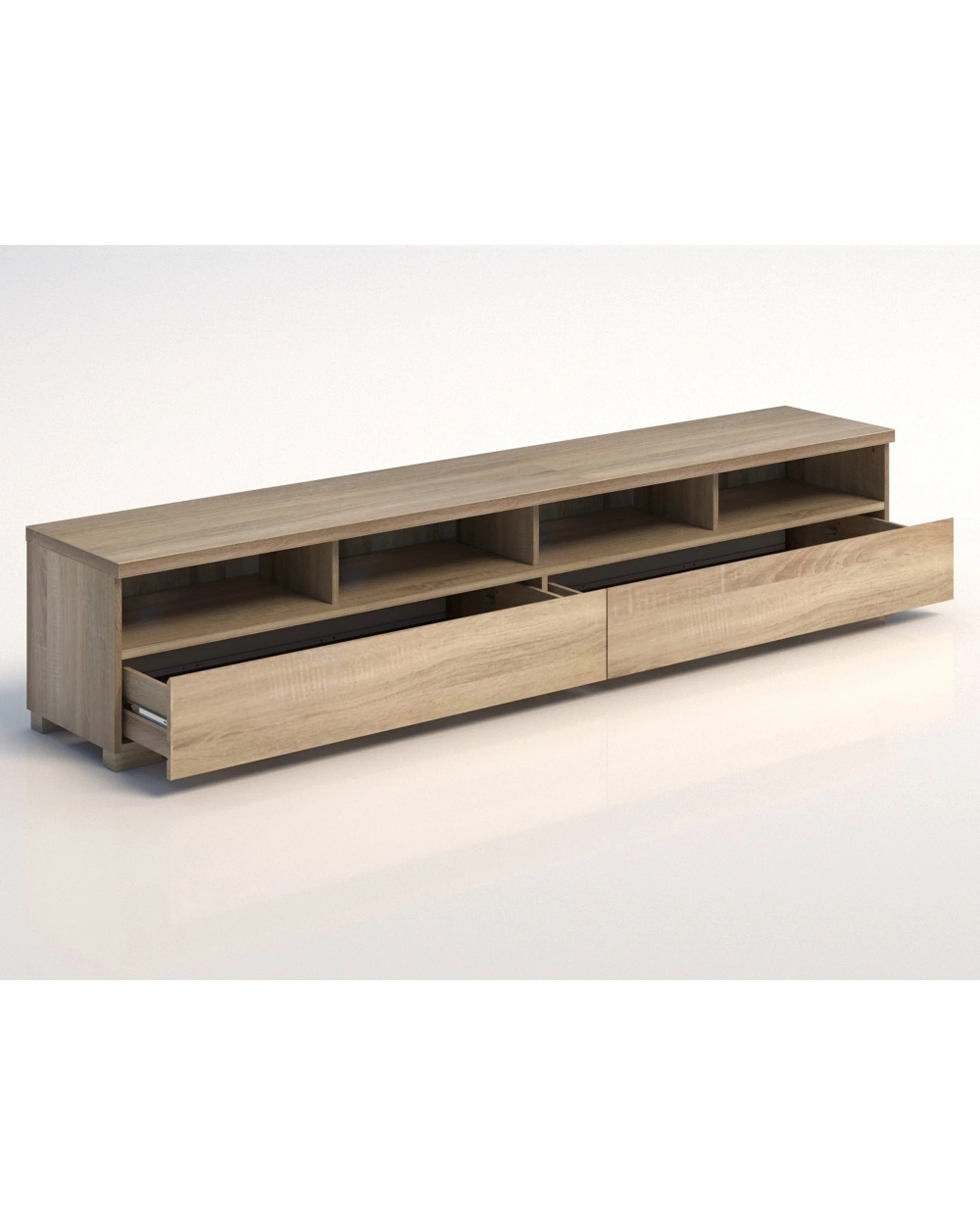 4 Alpine Bay Elara 2 Drawer Entertainment Unit 4 Compartments Storage Light Sonoma Oak - Brown, 4 of 8