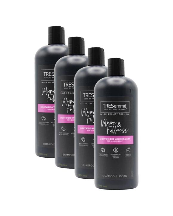 TRESemme 4PK Volume Fullness Shampoo 750ml Vitamins Coconut Oil - Black