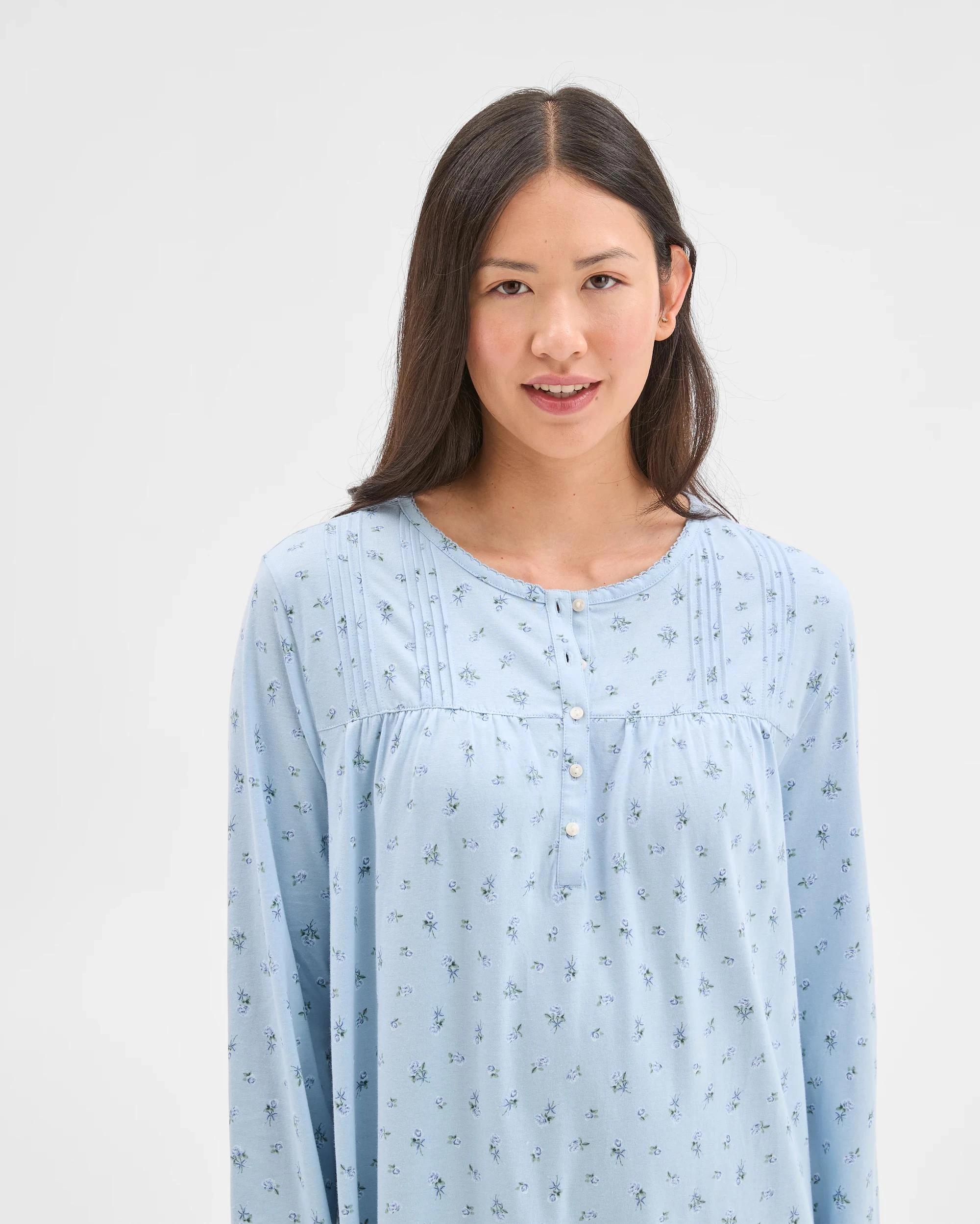 5 Target Woman Australian Cotton Long Sleeve Traditional Pintuck Nightie BLUE BOW, 5 of 6