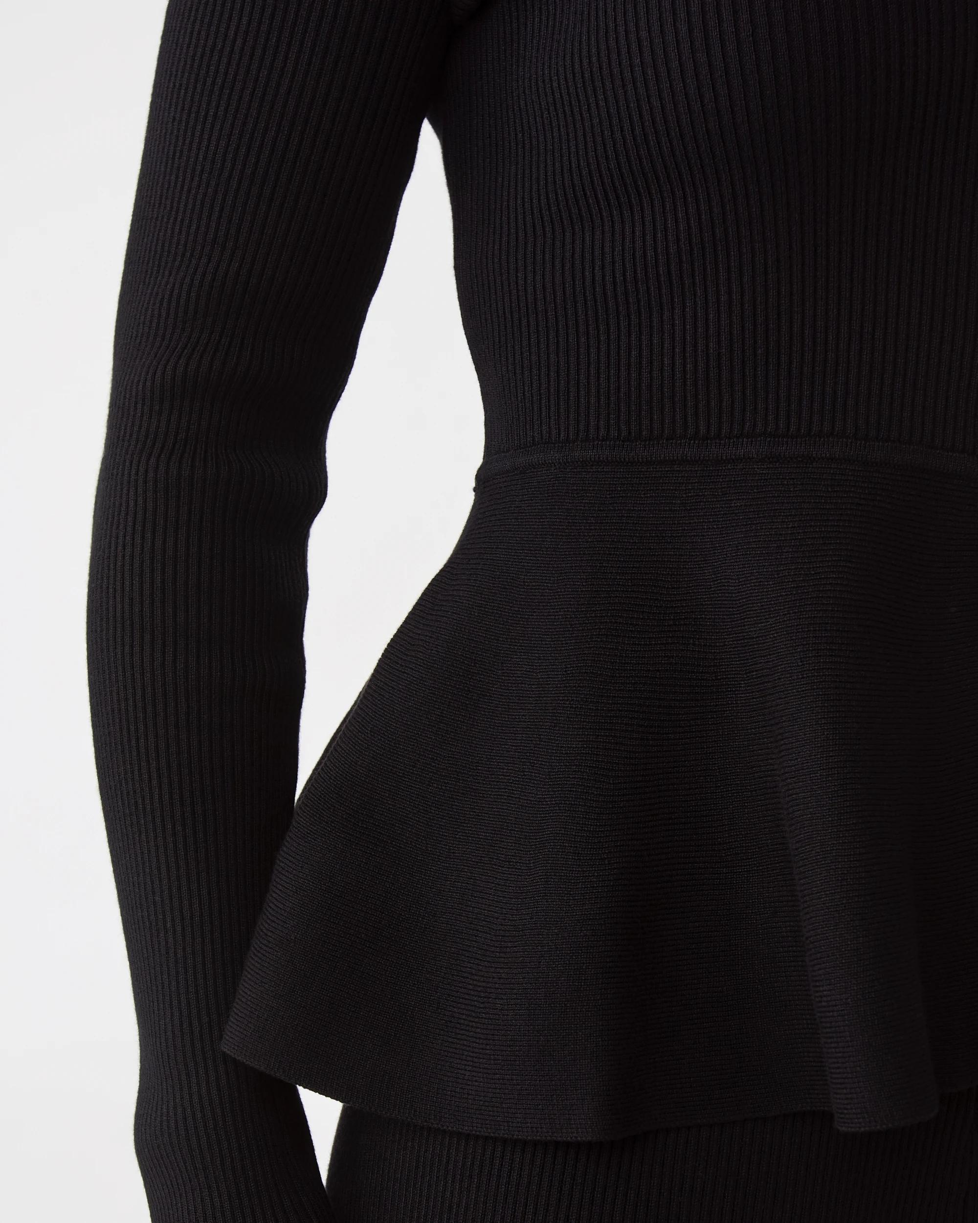 8 Long Sleeve Fitted Peplum Top Black, 8 of 10