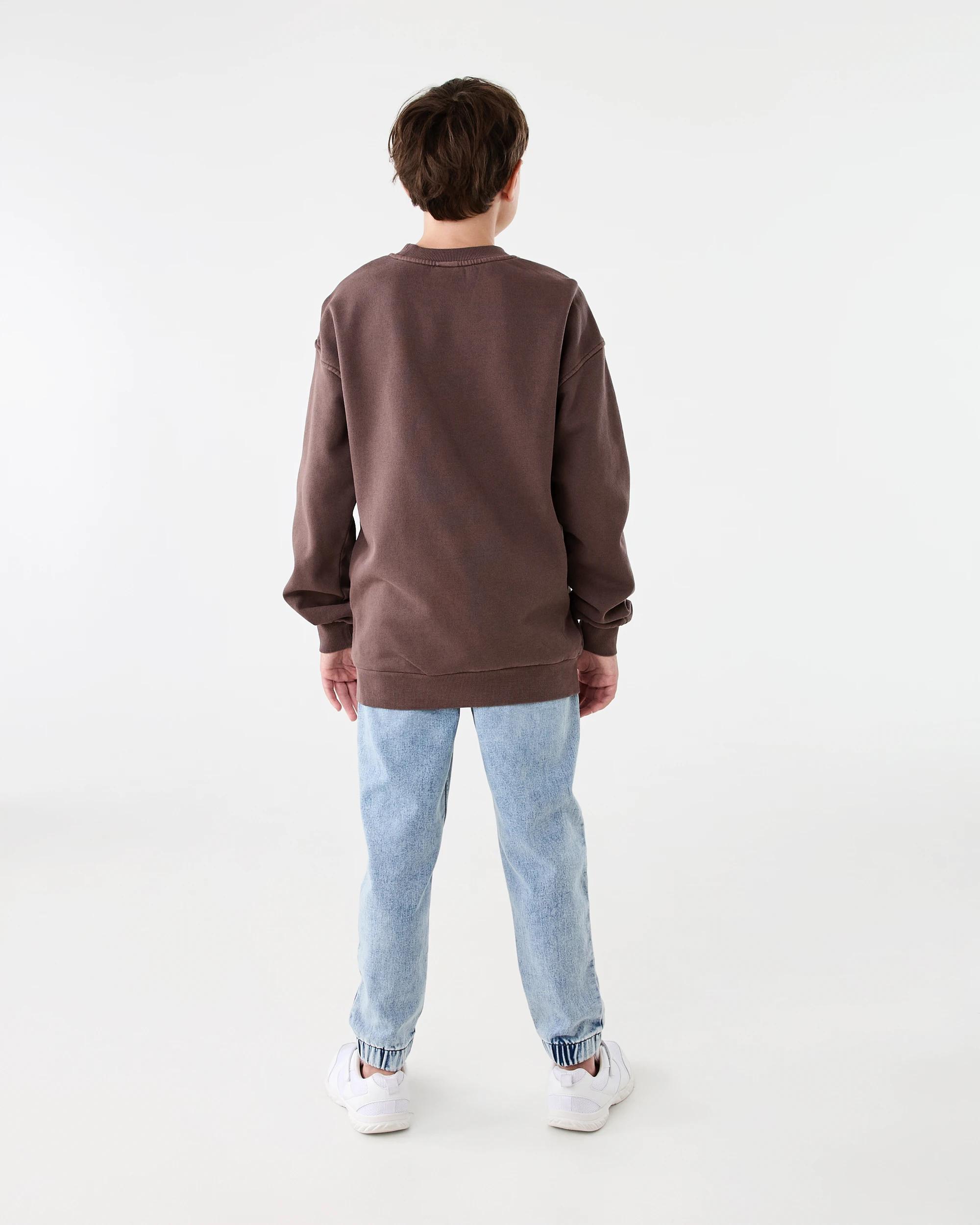 7 Oversized Plain Washed Crew Neck Sweatshirt Fossil Brn, 7 of 7