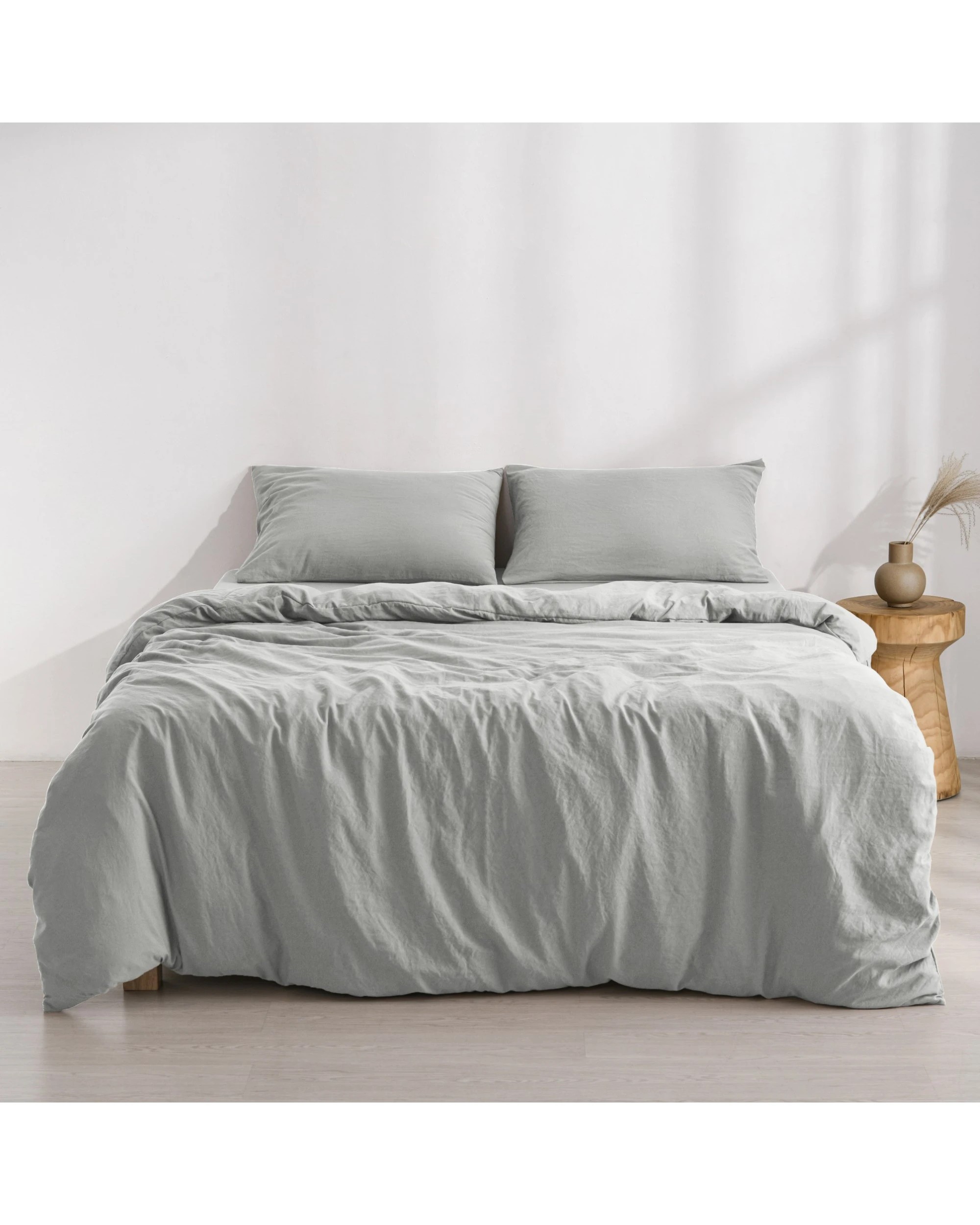 1 Dreamaker Superfine Washed Microfibre Quilt Cover Set - Queen Bed - Dove Grey, 1 of 7