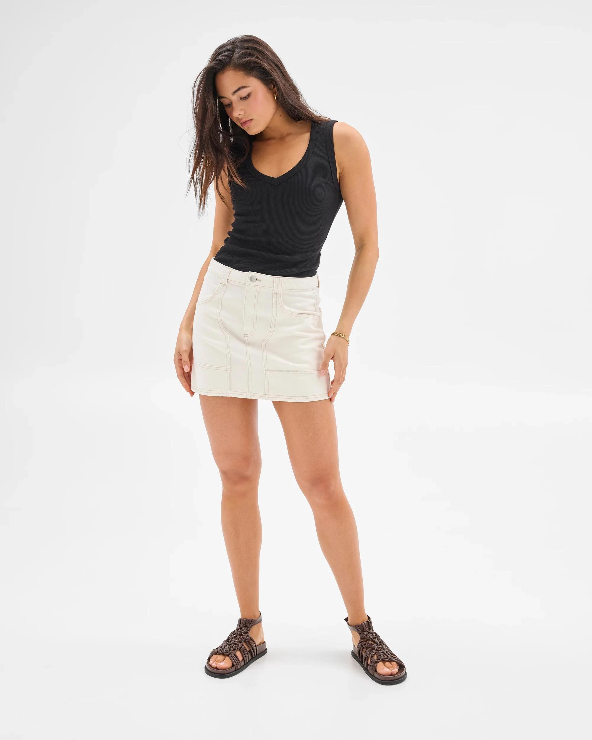 6 Patch Pocket Denim Mini Skirt - Lily Loves ECRU, 6 of 7