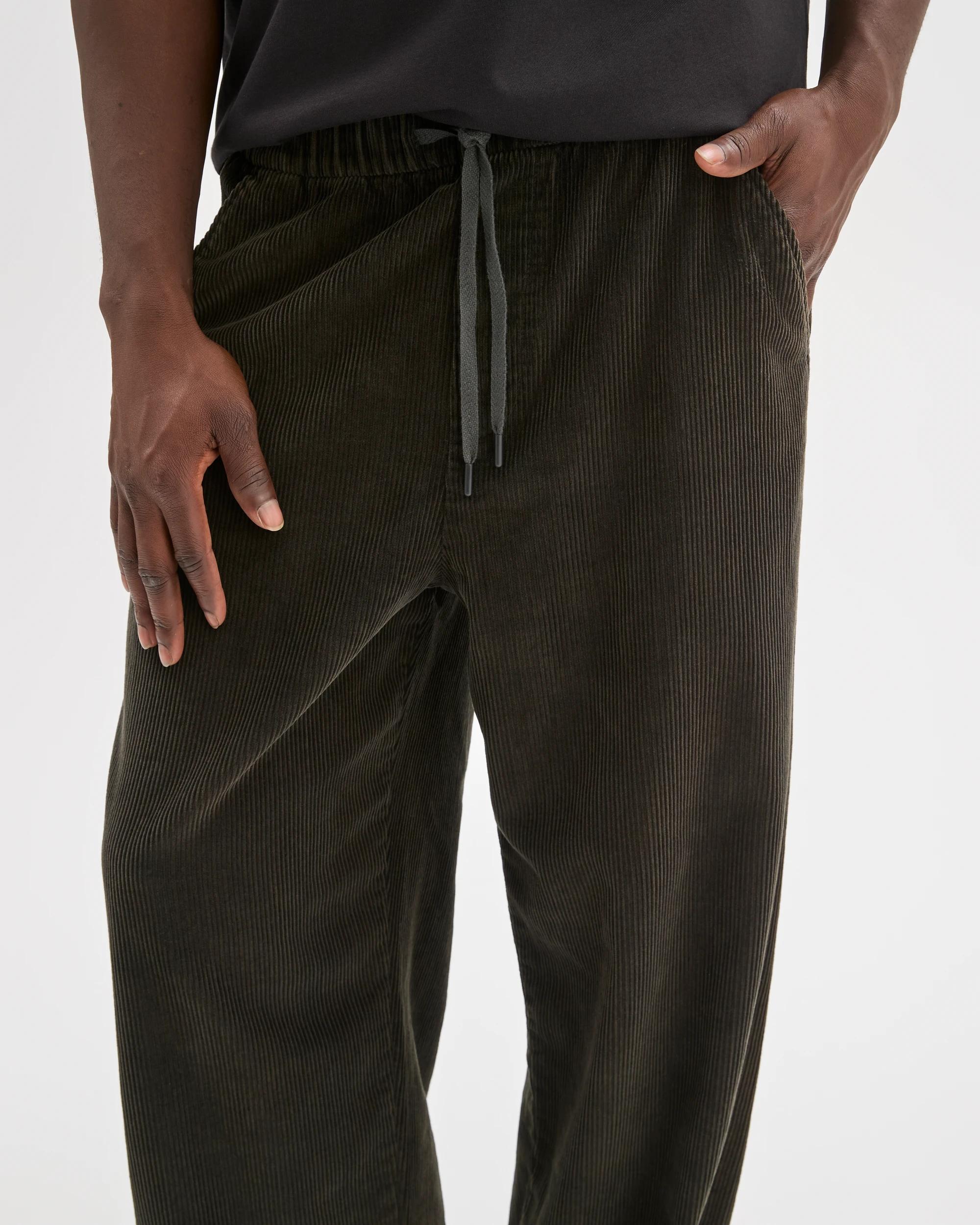 5 Commons Australian Cotton Elastic Waist Loose Fit Corduroy Pants BLACK, 5 of 6