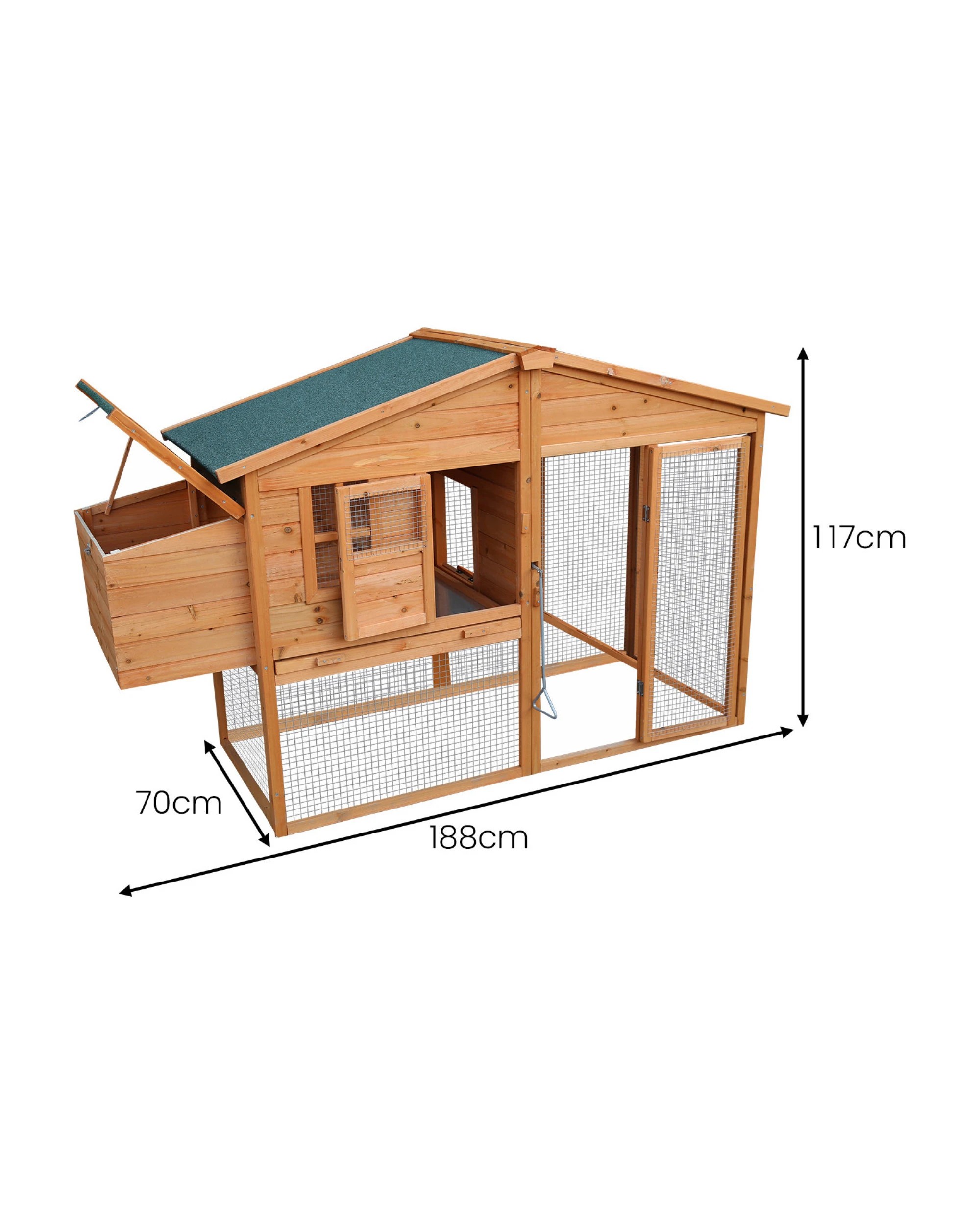 3 Furtastic Large Chicken Coop and Rabbit Hutch With Ramp - Brown, 3 of 8