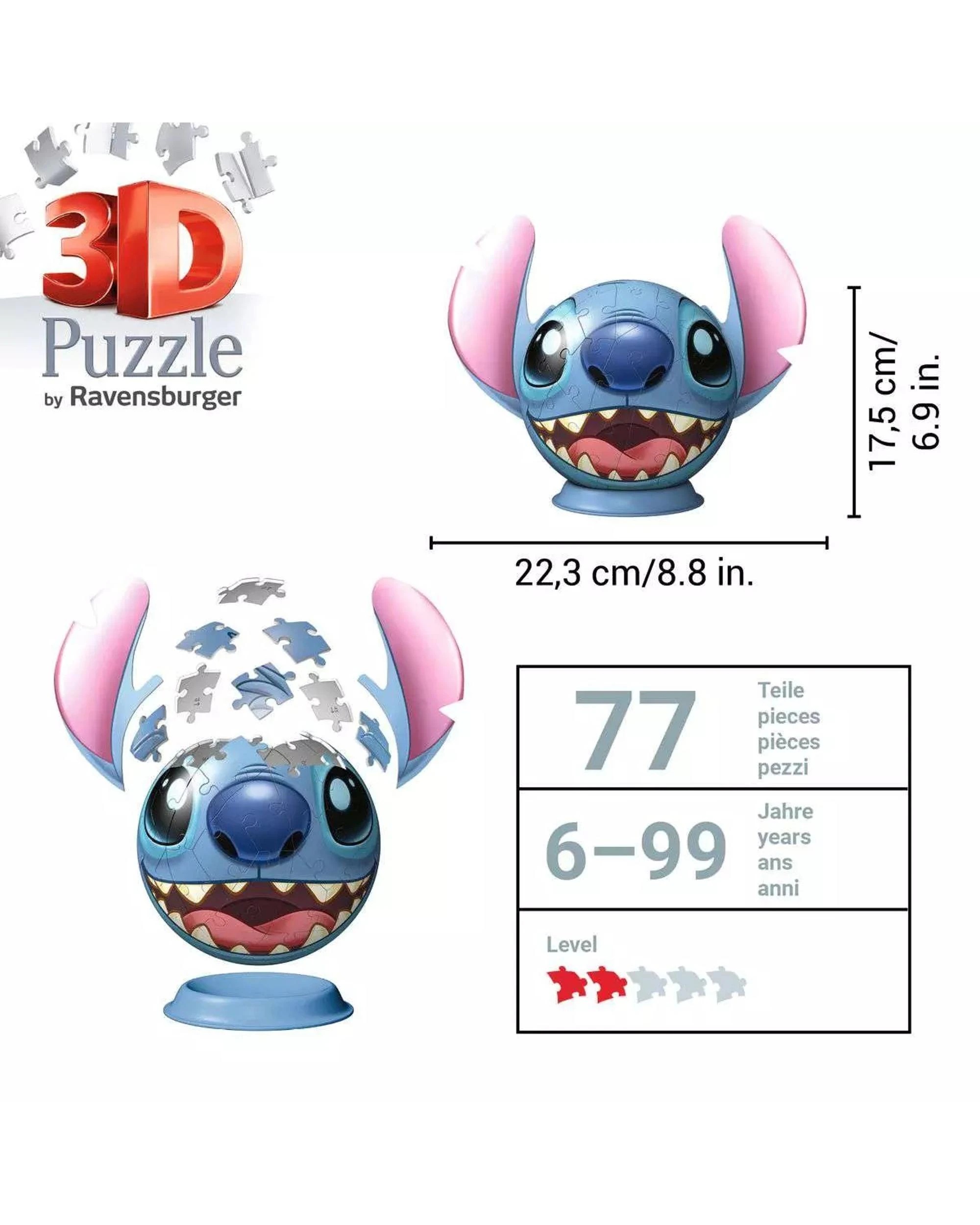4 Ravensburger Disney Stitch Stitch with Ears 3D Puzzleball 72 Piece Jigsaw Puzzle, 4 of 5