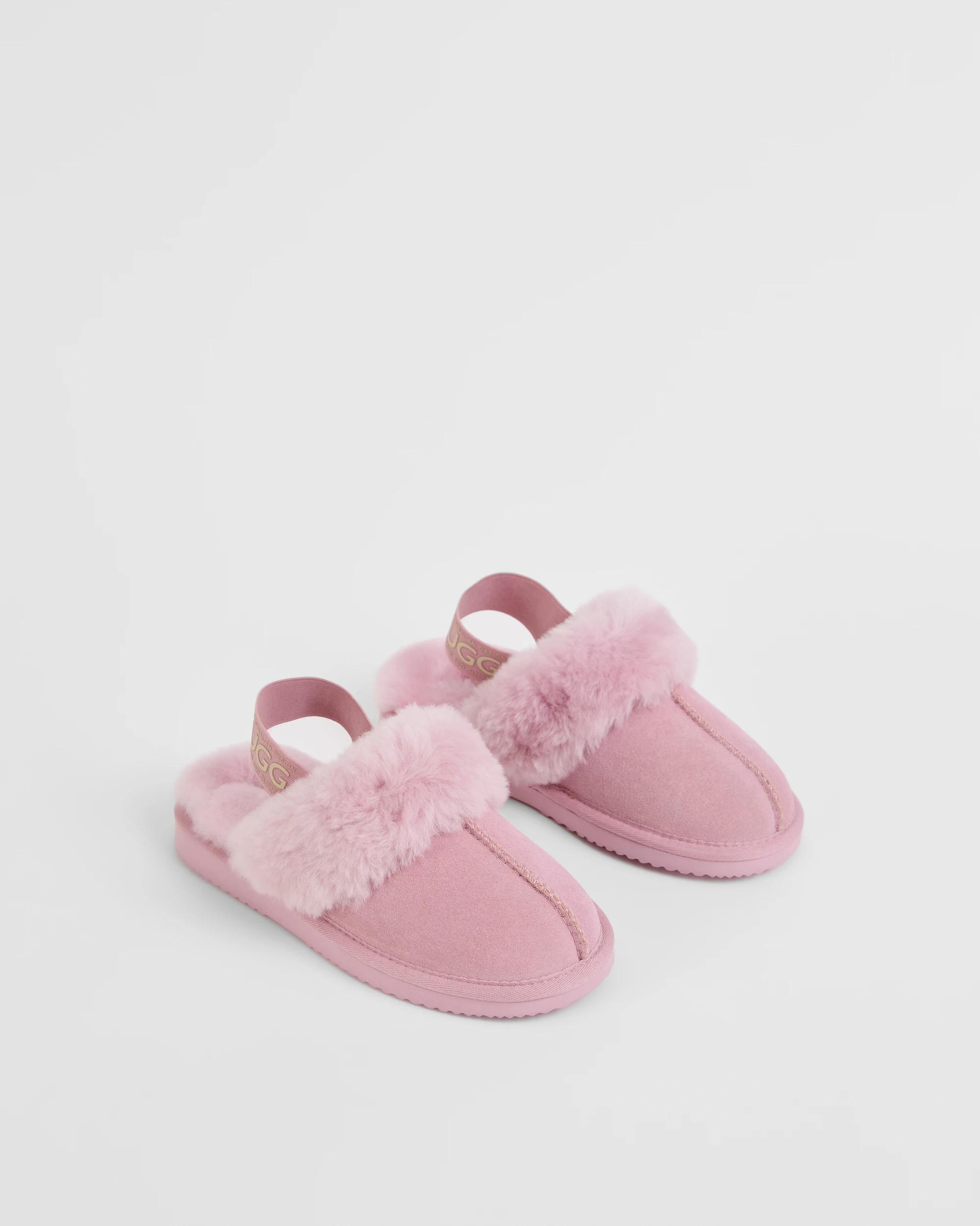 2 Australian Design UGG Leather and Sheepskin Elastic Scuff Slippers PINK, 2 of 3
