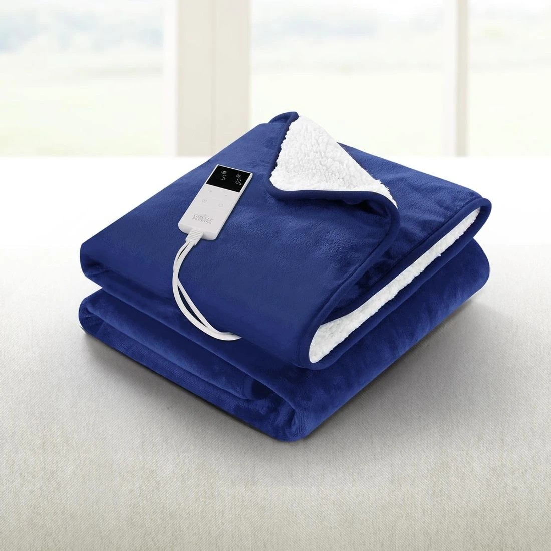 3 Giselle Electric Throw Rug Heated Blanket Double Sided - Blue, 3 of 8