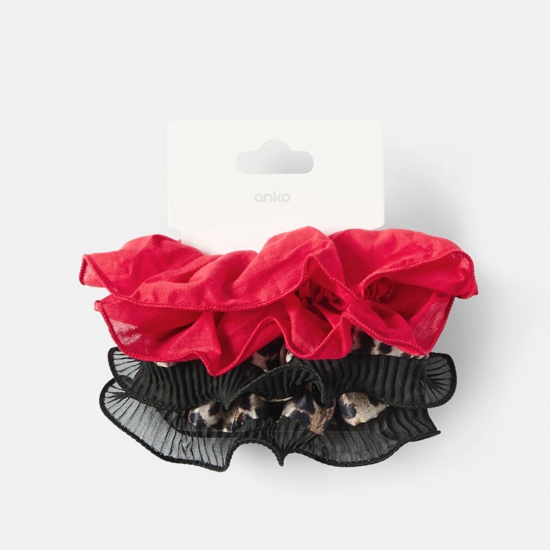 4 2 Pack Leopard Print Hair Scrunchies - Black and Red, 4 of 4