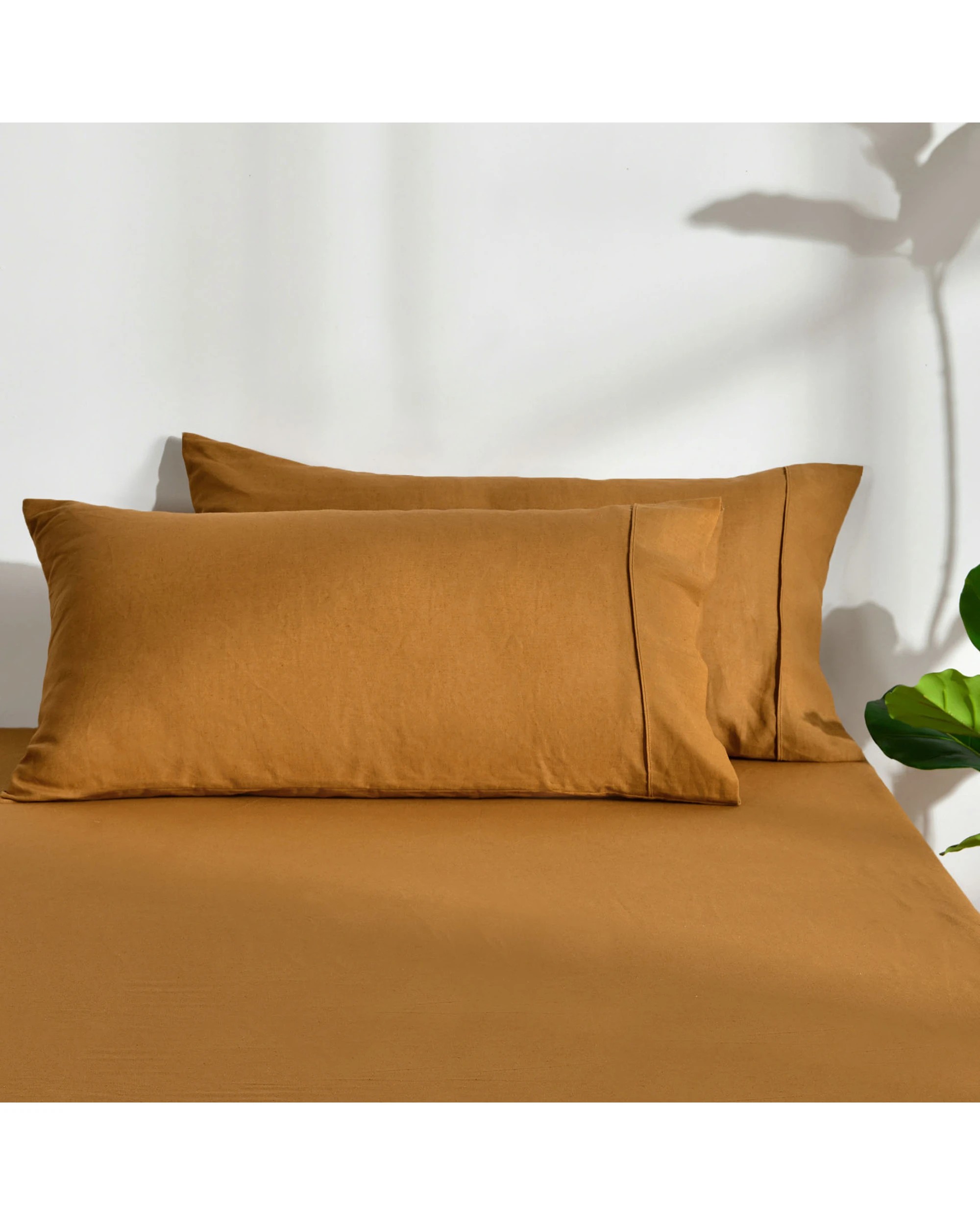 1 Dreamaker Linen Cotton King Pillowcase Twin Pack - Rust, 1 of 4