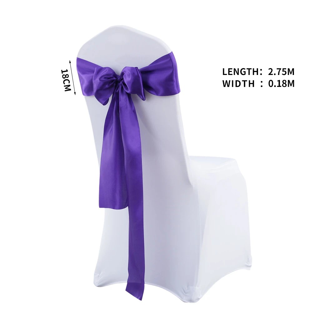 3 Traderight 20 Pcs Satin Chair Sashes - Purple, 3 of 7