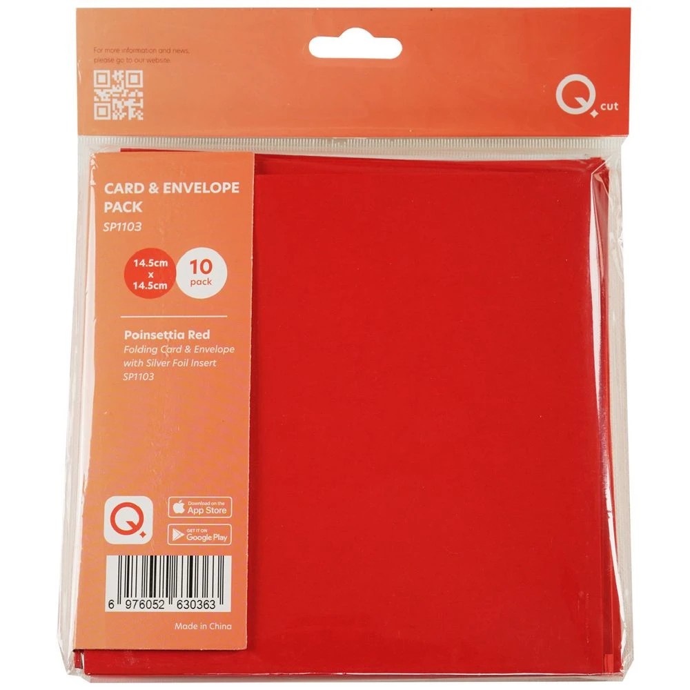 1 Qcut Square Folding Cards Set Poinsettia Red/Silver Foil, 1 of 3