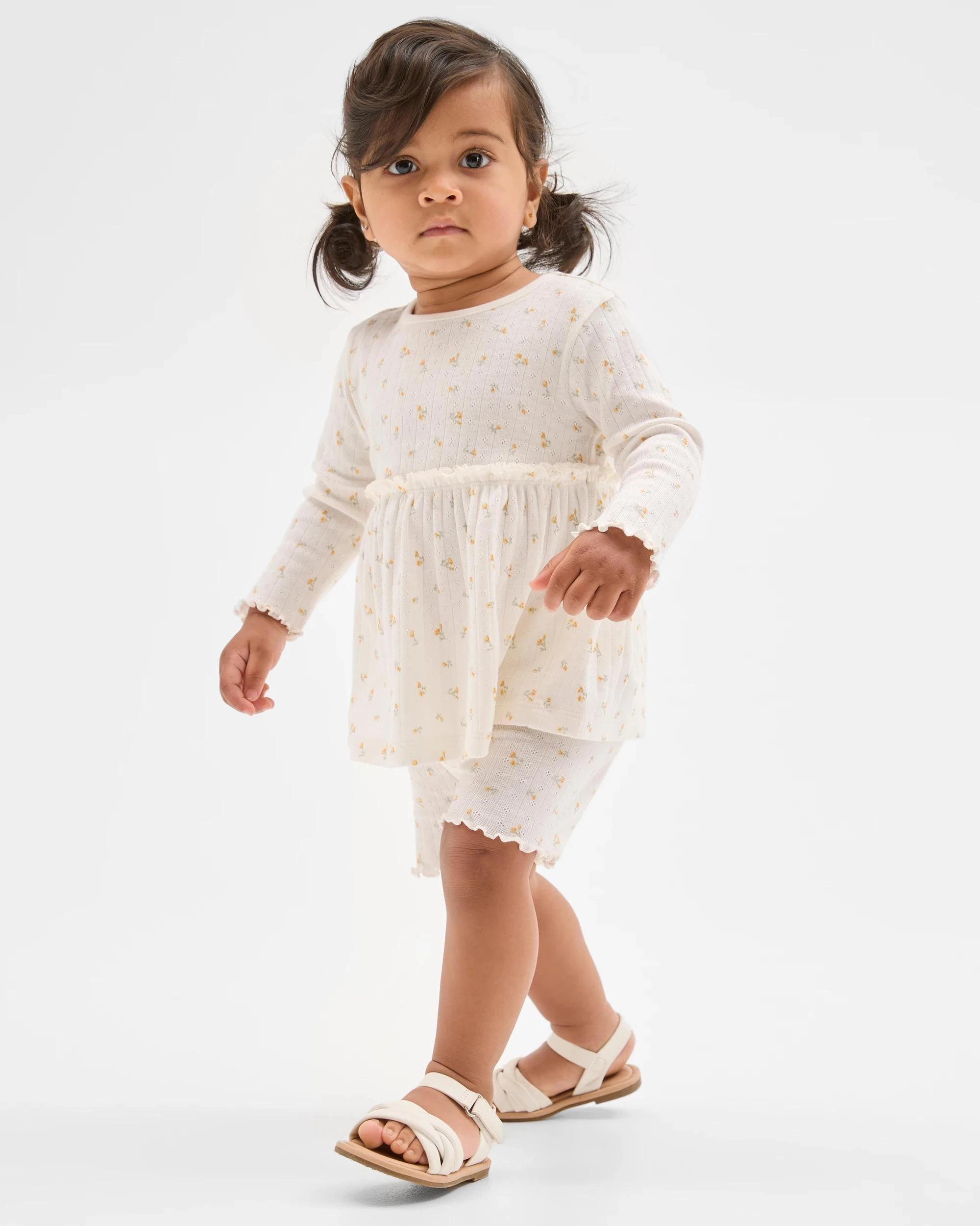 1 Target Baby Organic Cotton Baby Rib Dress and Bike Shorts 2 Piece Set FLORAL, 1 of 5