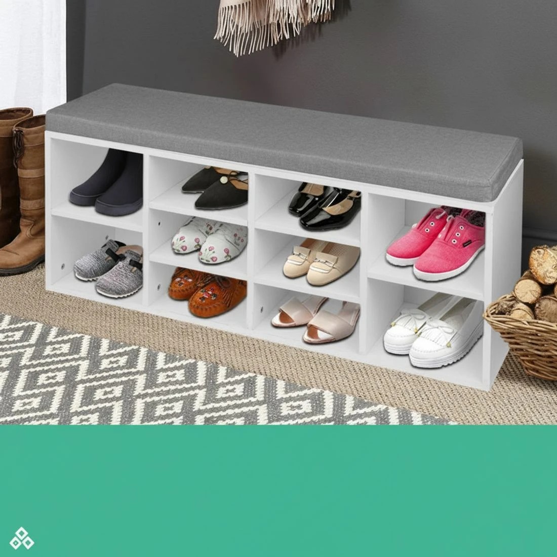 5 Artiss Shoe Rack Storage Cabinet Bench Entryway Organizer Seat Space Saving Easy Clean Sturdy Bedside Table - White, 5 of 10