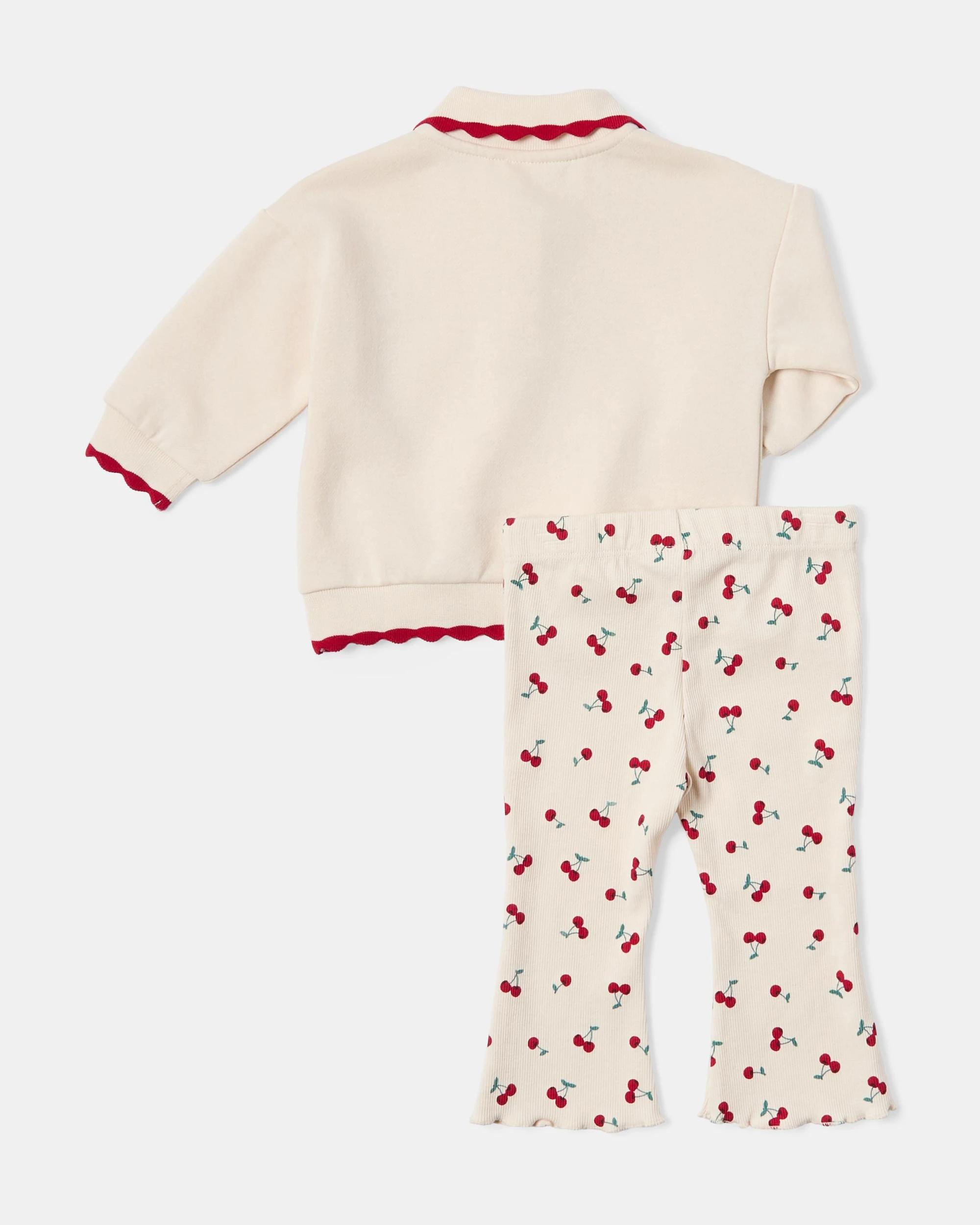 2 Rugby Sweatshirt and Flare Leggings Set Cherry, 2 of 6