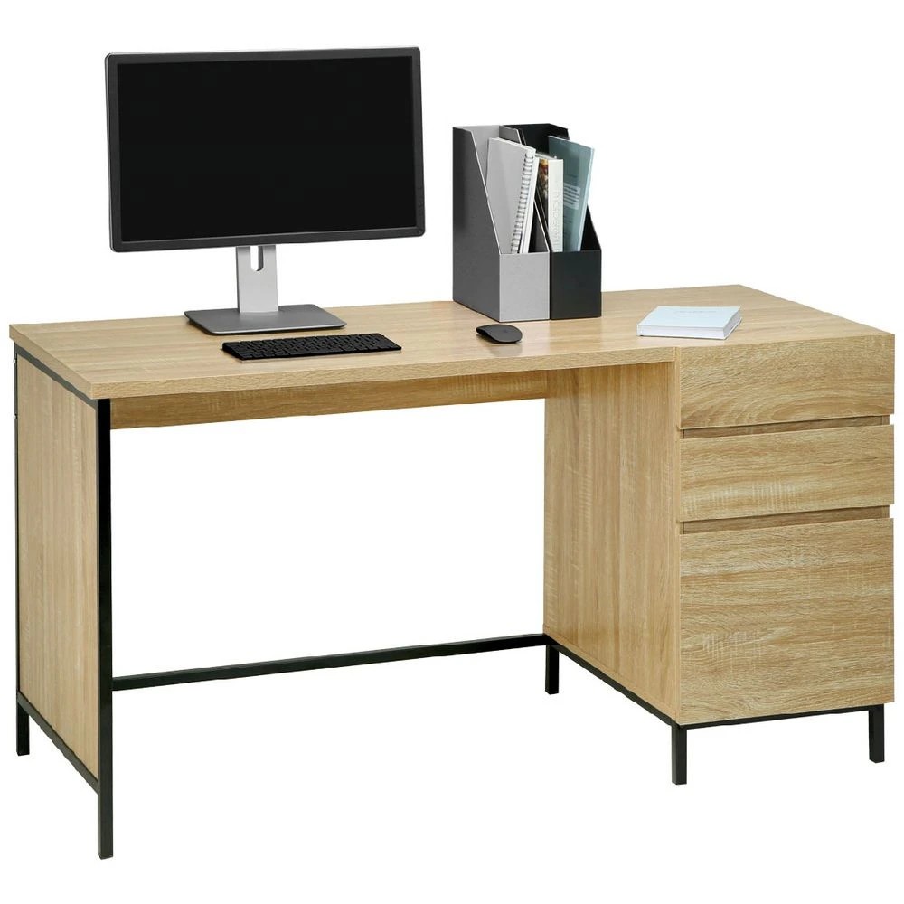 5 Stockholm 3 Drawer 1400mm Desk Oak Black Desks, Tables and Workstations, 5 of 10