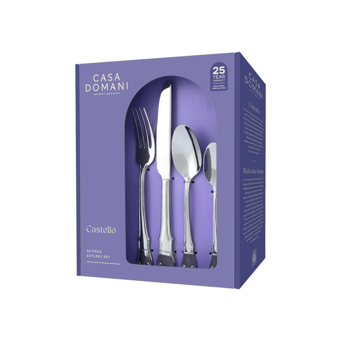 2 Casa Domani 16 Piece Castello Cutlery Set Stainless Steel Gift Box Table Service
 - Silver, 2 of 2